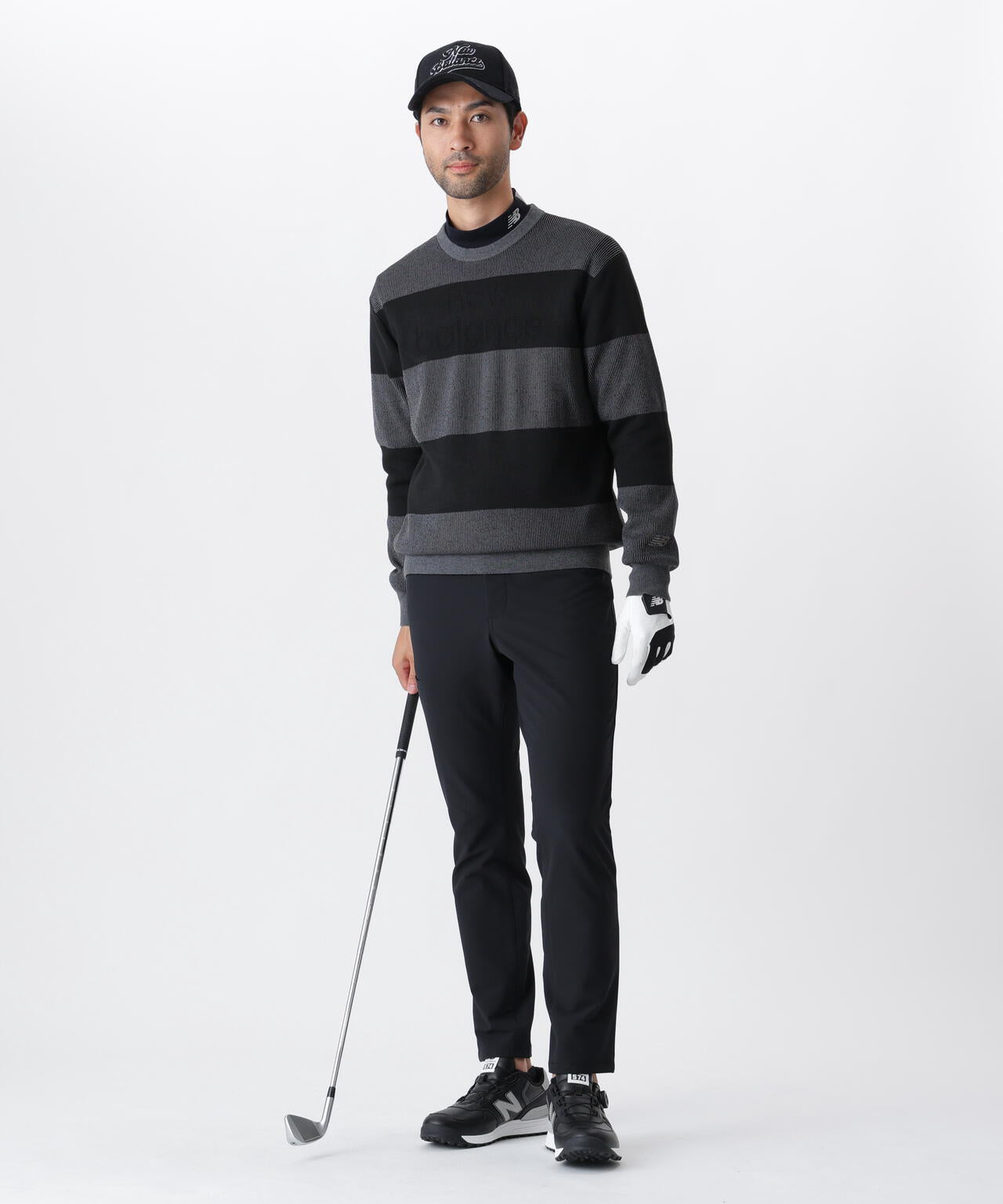 針抜きリブ×ロゴ クルーネック ニット プルオーバー (MENS)