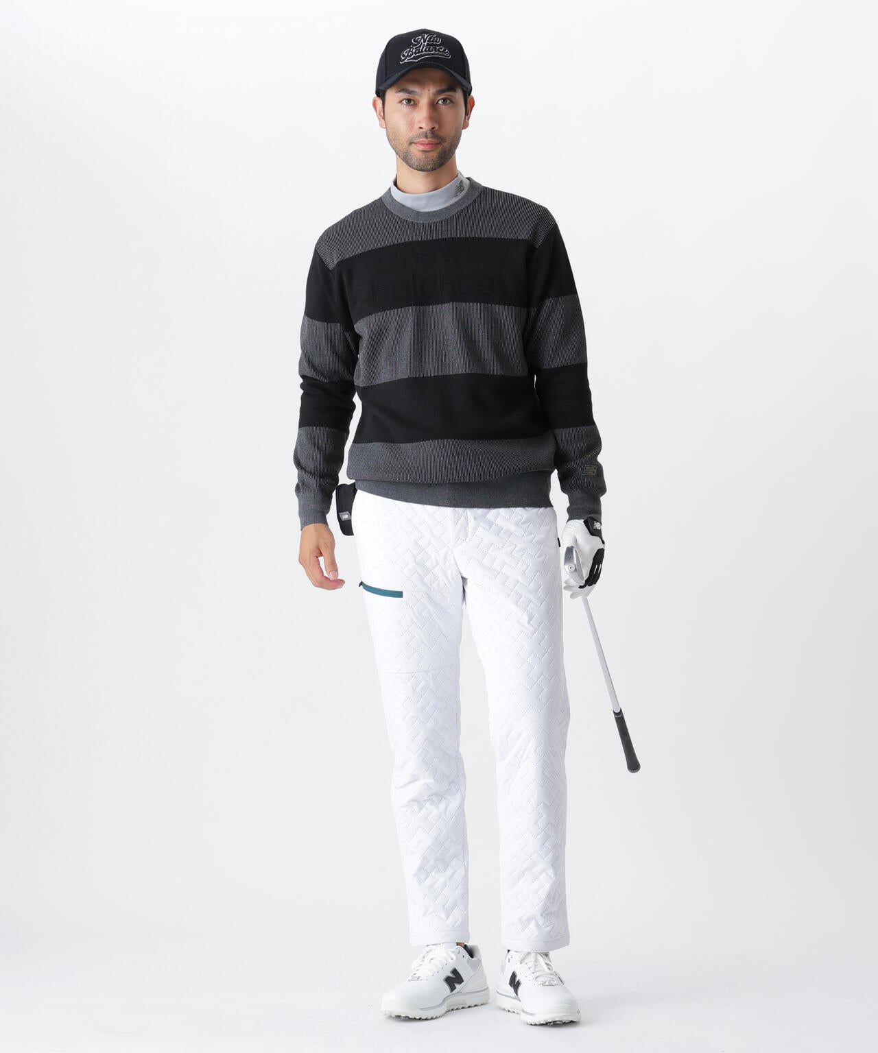 針抜きリブ×ロゴ クルーネック ニット プルオーバー (MENS)