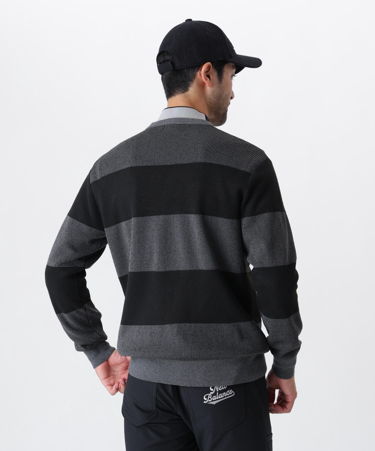 針抜きリブ×ロゴ クルーネック ニット プルオーバー (MENS)