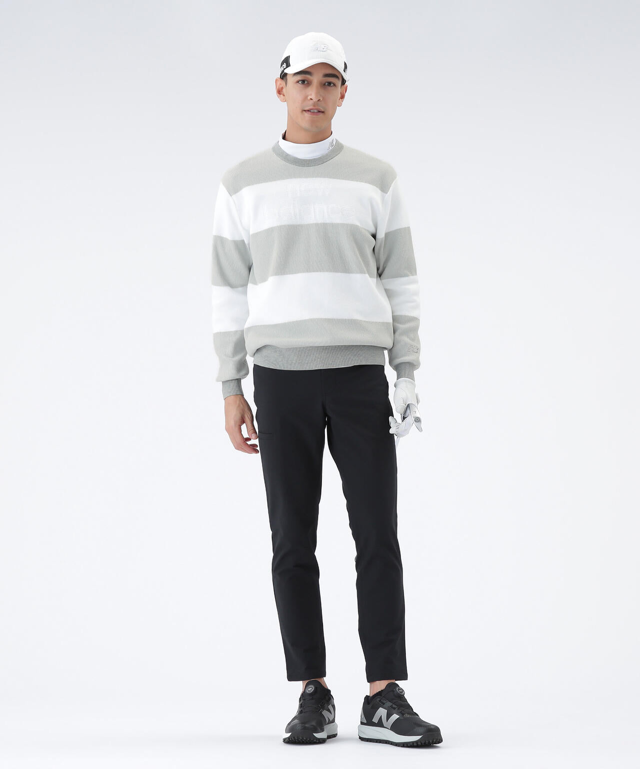 針抜きリブ×ロゴ クルーネック ニット プルオーバー (MENS)