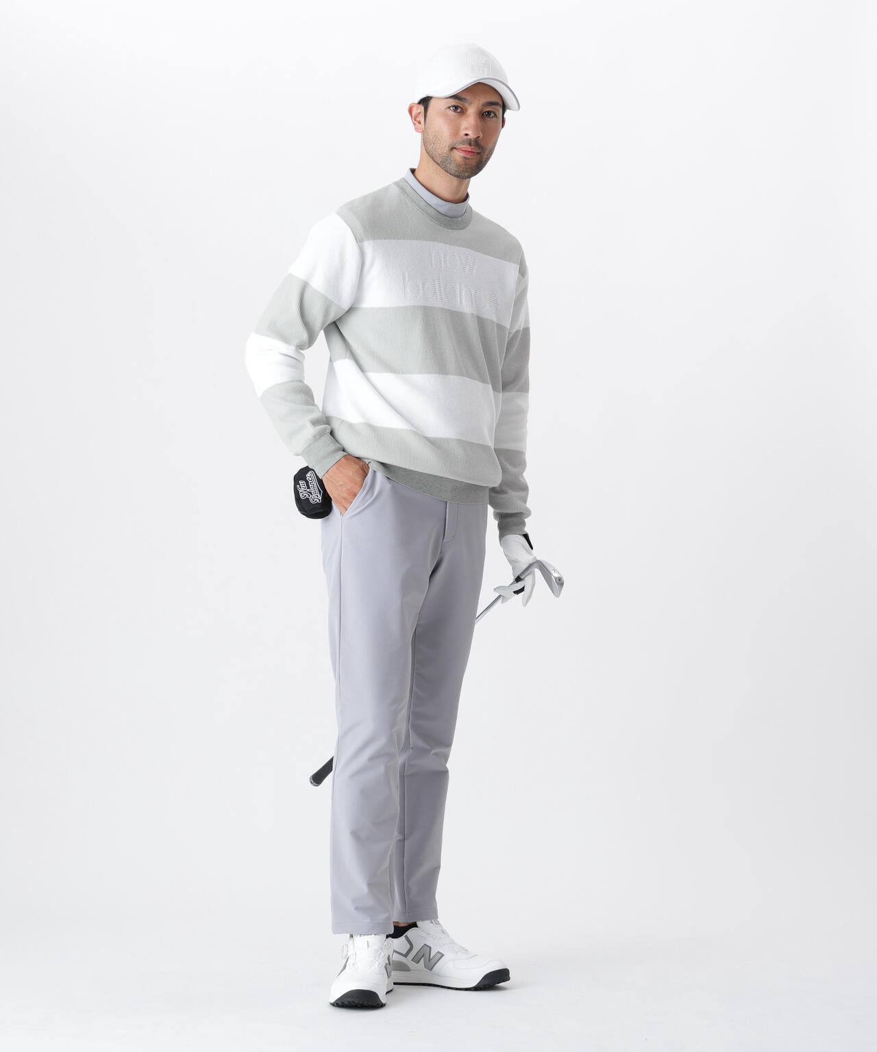 針抜きリブ×ロゴ クルーネック ニット プルオーバー (MENS)