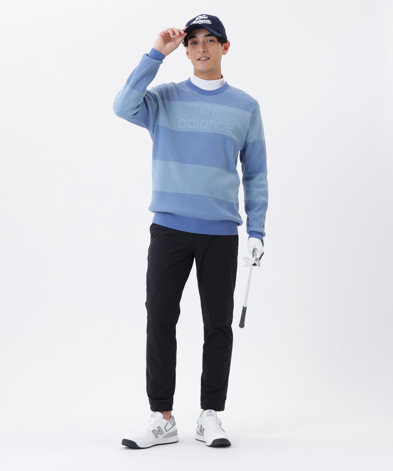 針抜きリブ×ロゴ クルーネック ニット プルオーバー (MENS)