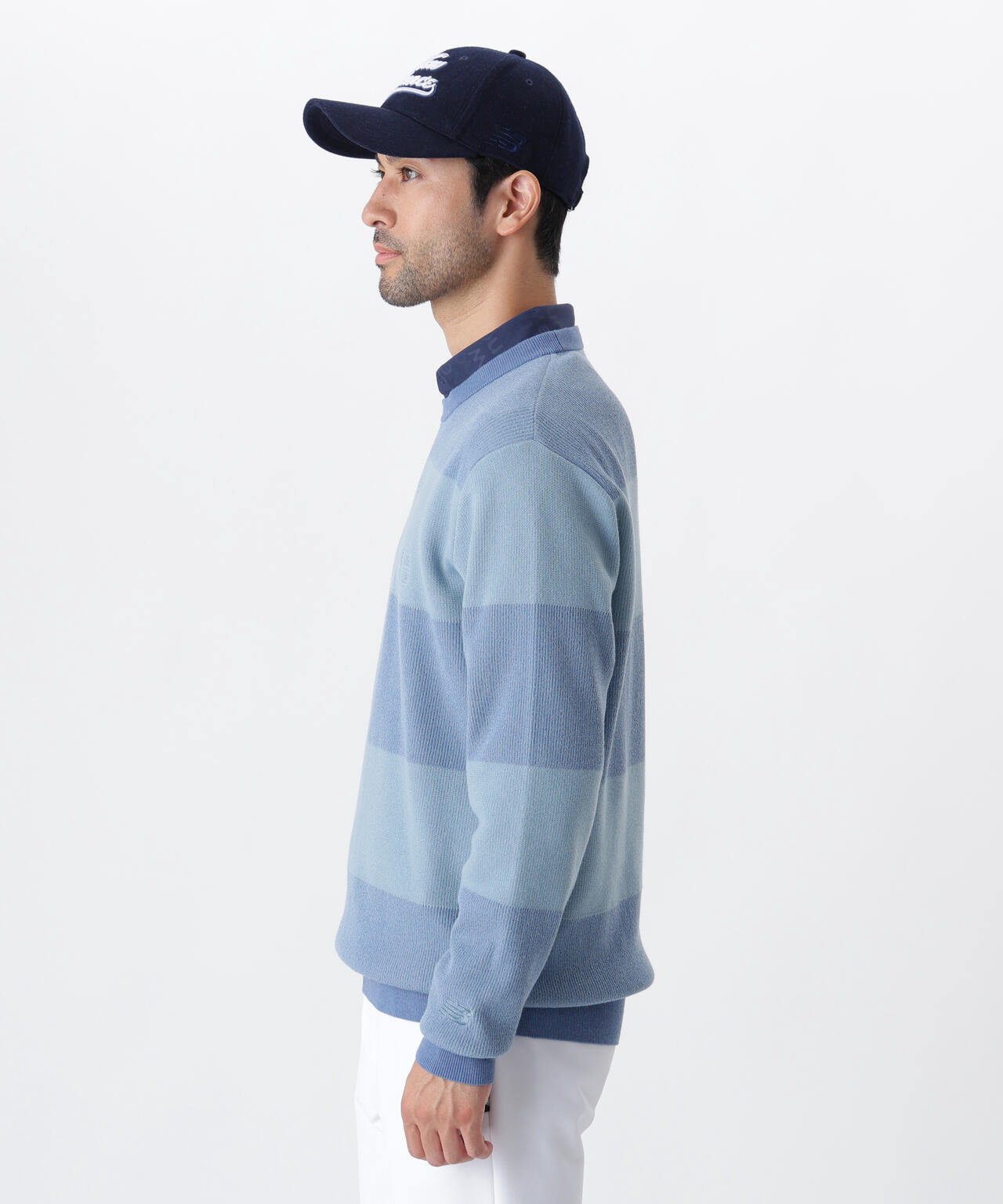 針抜きリブ×ロゴ クルーネック ニット プルオーバー (MENS)