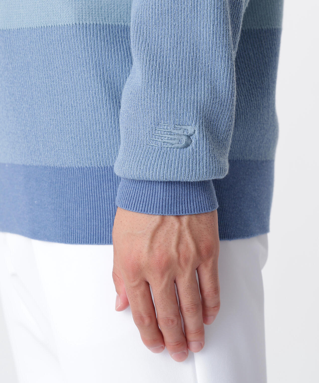 針抜きリブ×ロゴ クルーネック ニット プルオーバー (MENS)