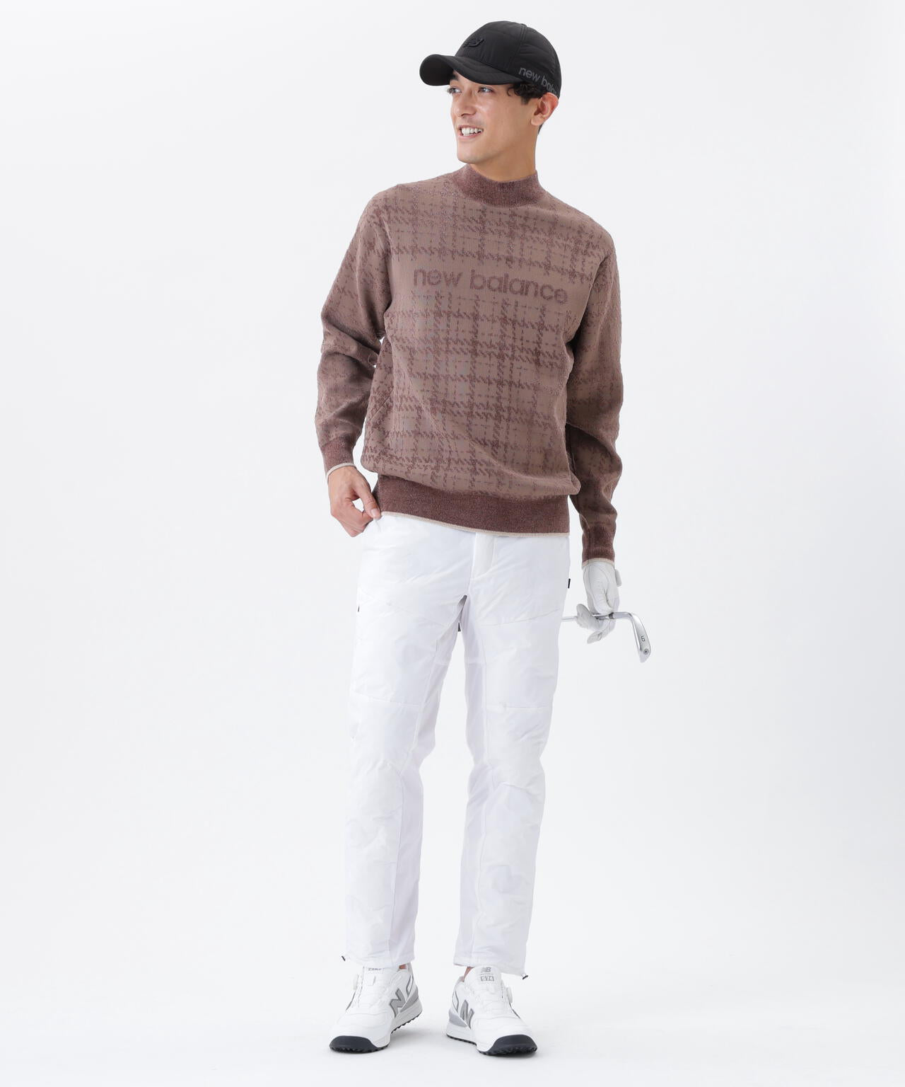 グレンチェック柄 モックネック ニット プルオーバー (MENS) | new