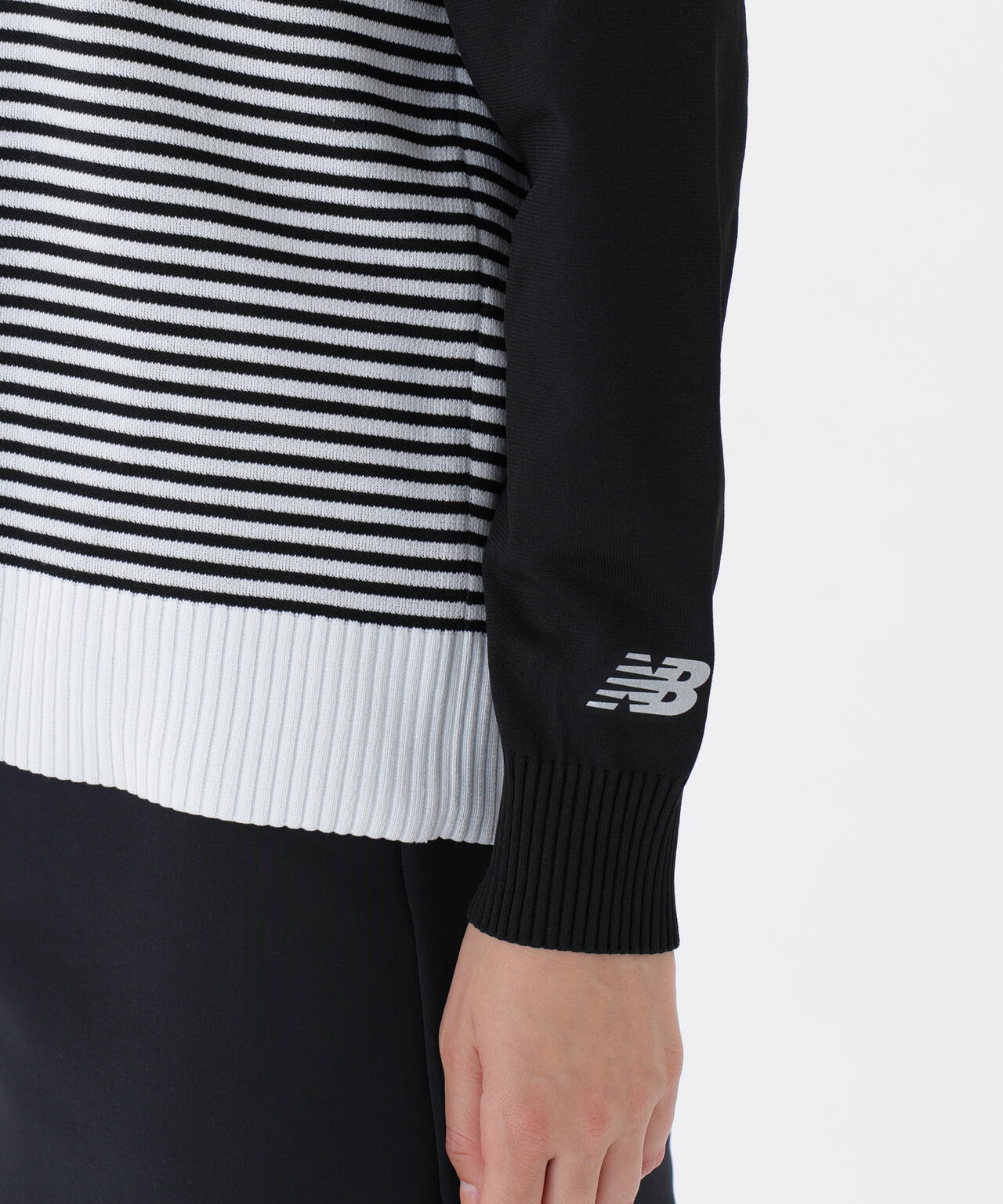 ロゴ×ボーダー ハーフジップ スタンドネック ニット プルオーバー (WOMENS)