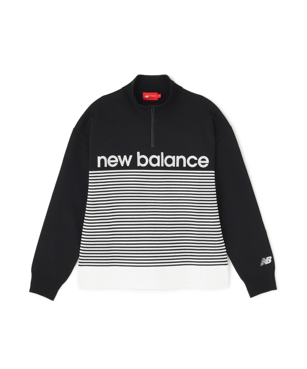 ロゴ×ボーダー ハーフジップ スタンドネック ニット プルオーバー (WOMENS)
