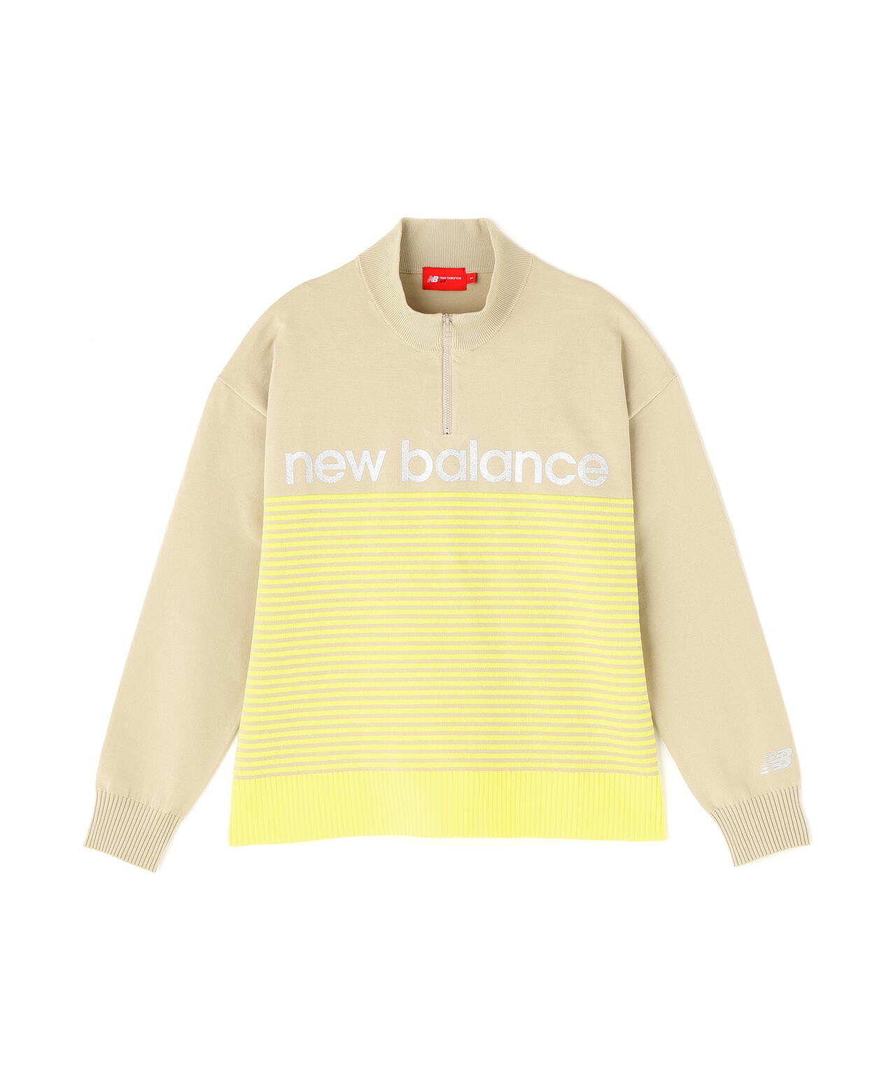 ロゴ×ボーダー ハーフジップ スタンドネック ニット プルオーバー (WOMENS)