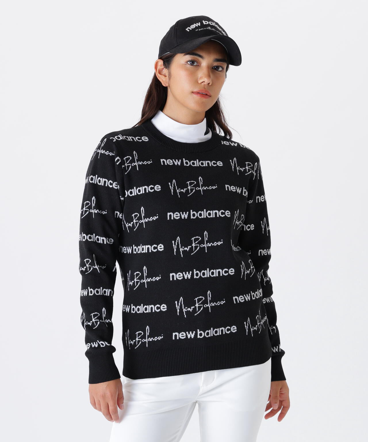 ロゴラッピングペーパー柄 クルーネック ニット プルオーバー (WOMENS)