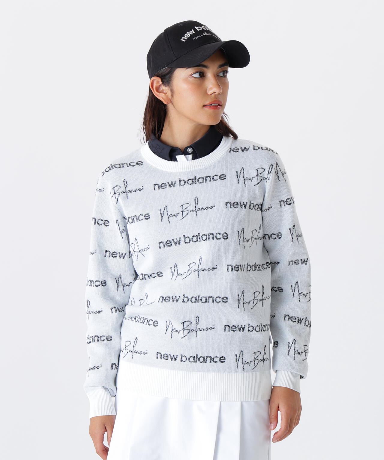 ロゴラッピングペーパー柄 クルーネック ニット プルオーバー (WOMENS)