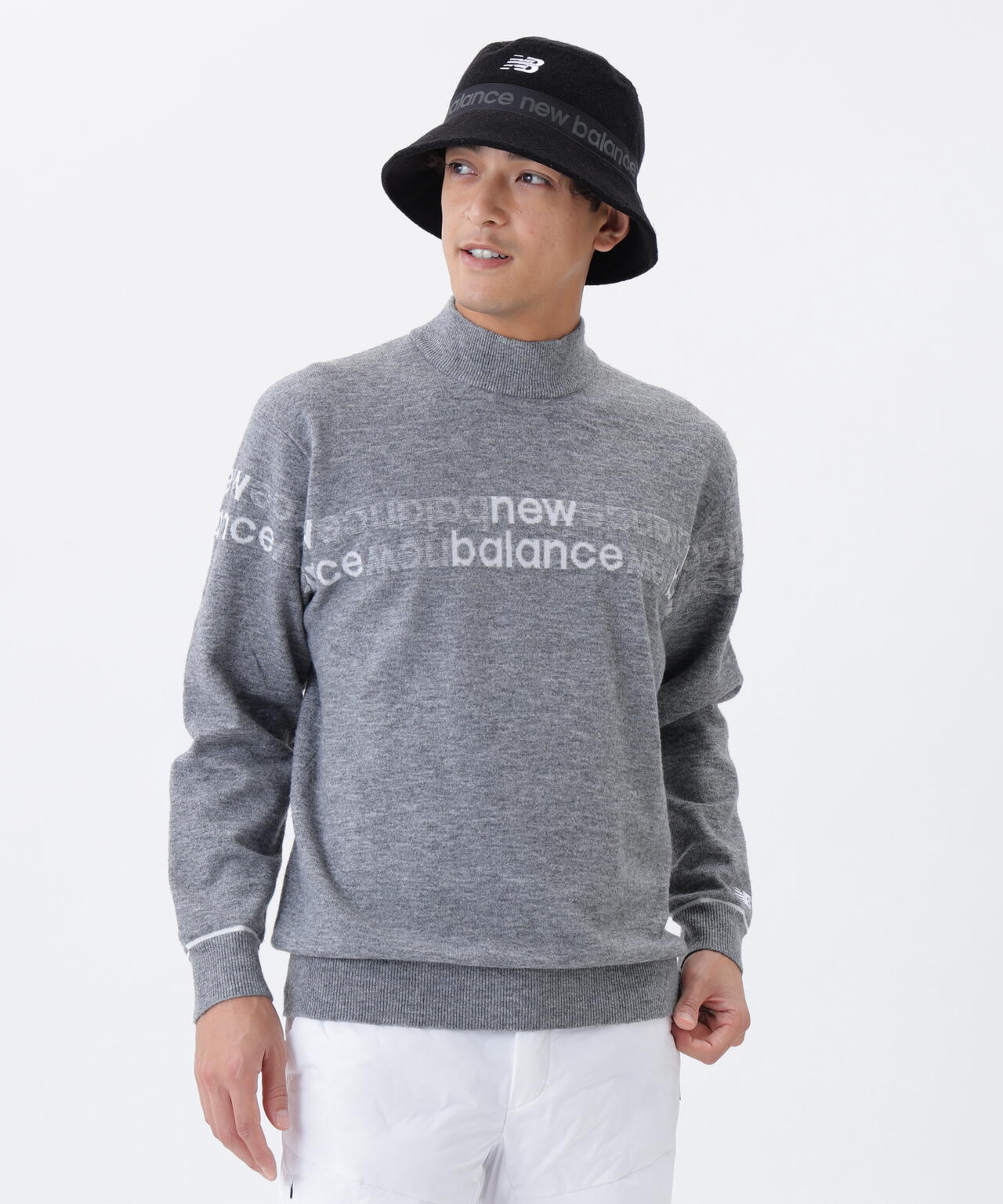 ニューバランス　ゴルフ　ニット　グレー　 ゆったり 保温 ハイネック ニット プルオーバー (MENS) | new balance golf