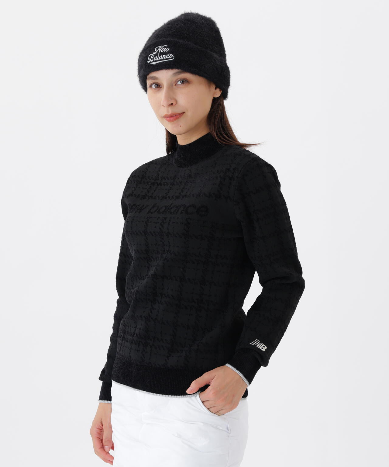 グレンチェック柄 ハイネック ニット プルオーバー (WOMENS)