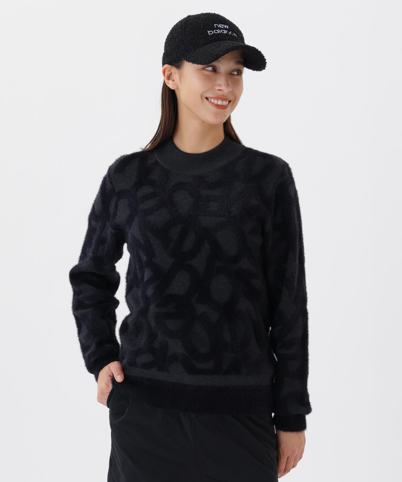 フローティングロゴ ハイネック ニット プルオーバー (WOMENS)