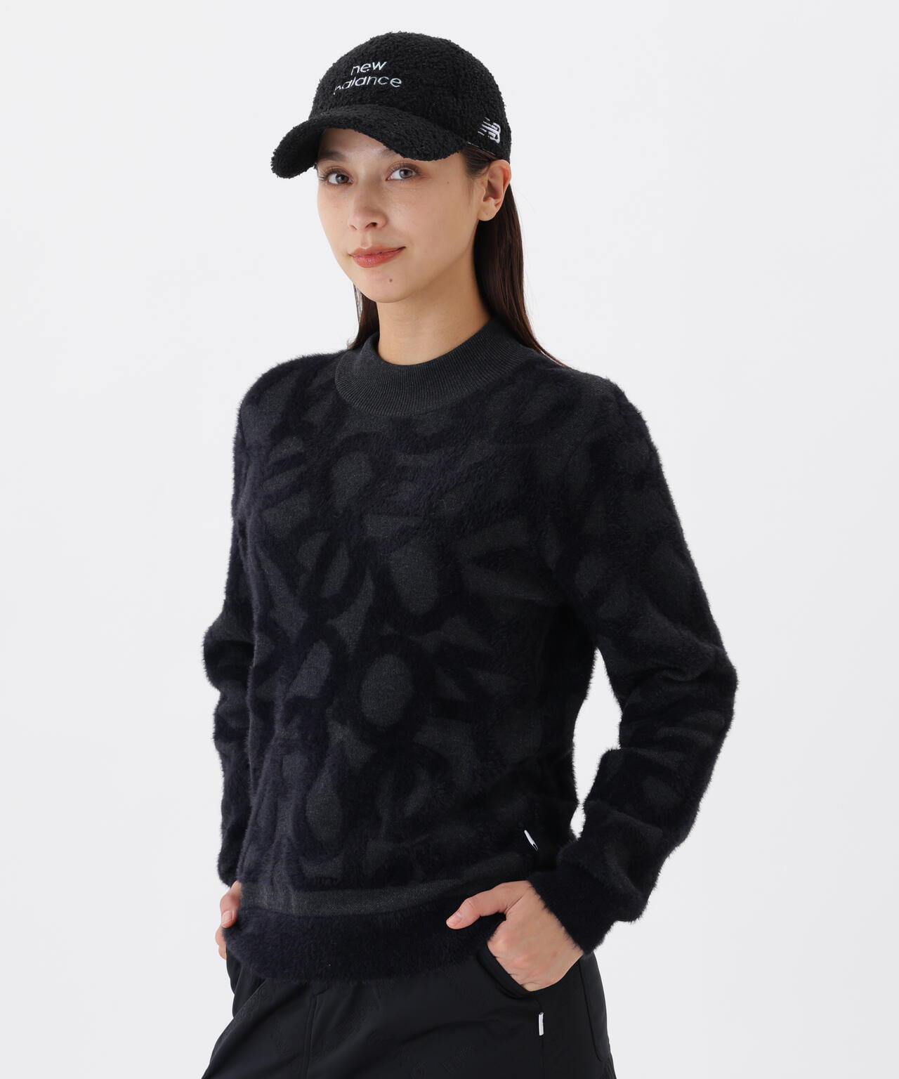 フローティングロゴ ハイネック ニット プルオーバー (WOMENS)