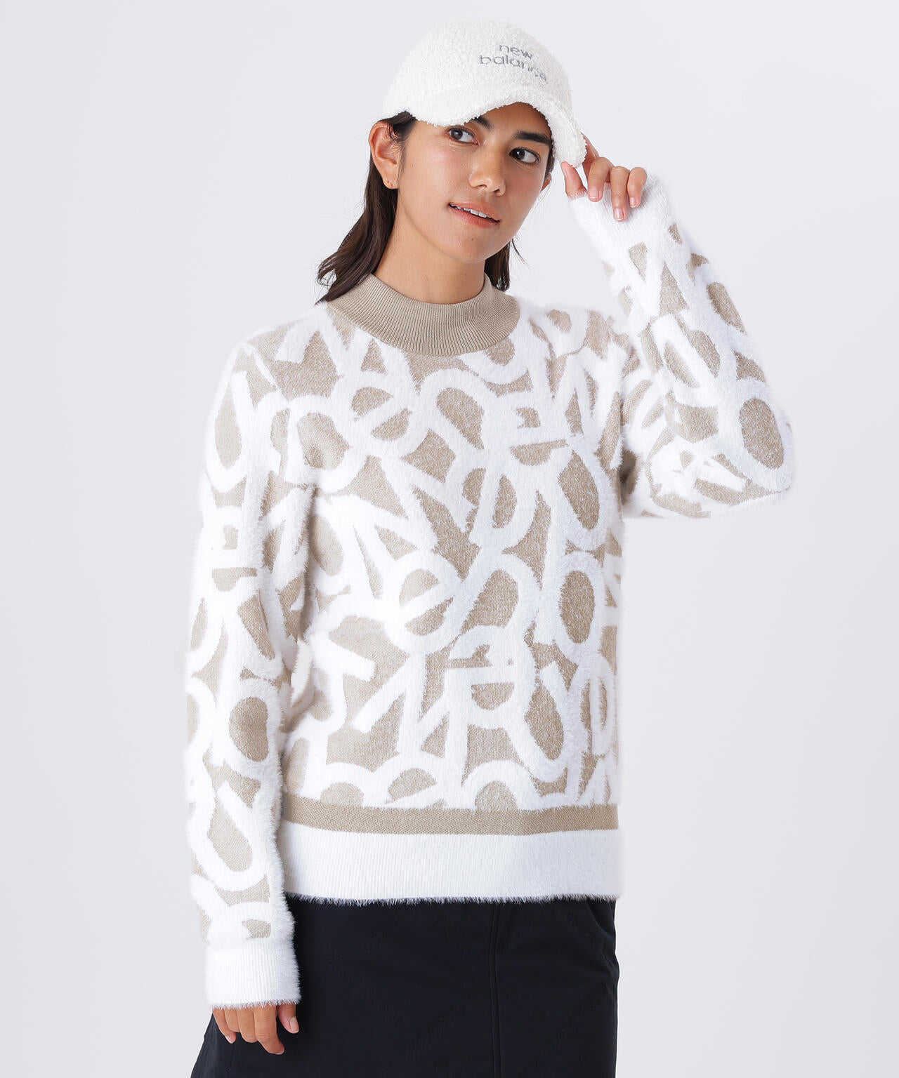 フローティングロゴ ハイネック ニット プルオーバー (WOMENS)