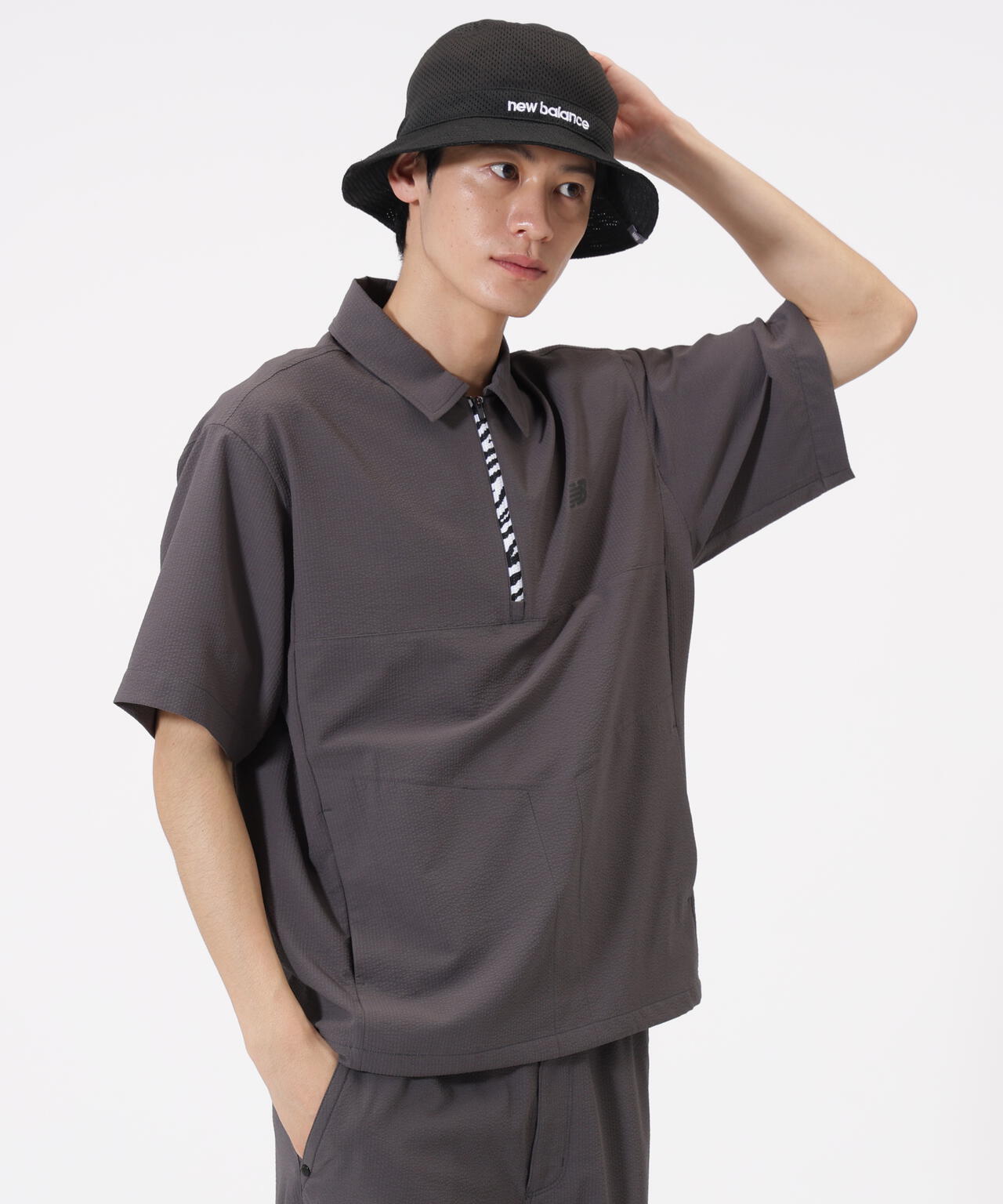 ハーフジップ シャツアウター (MENS)