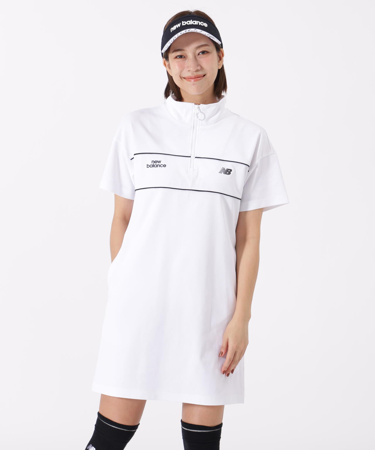 New Balance レディースゴルフワンピース L ホワイト スウェット ハーフジップ ワンピース (WOMENS) | new balance golf