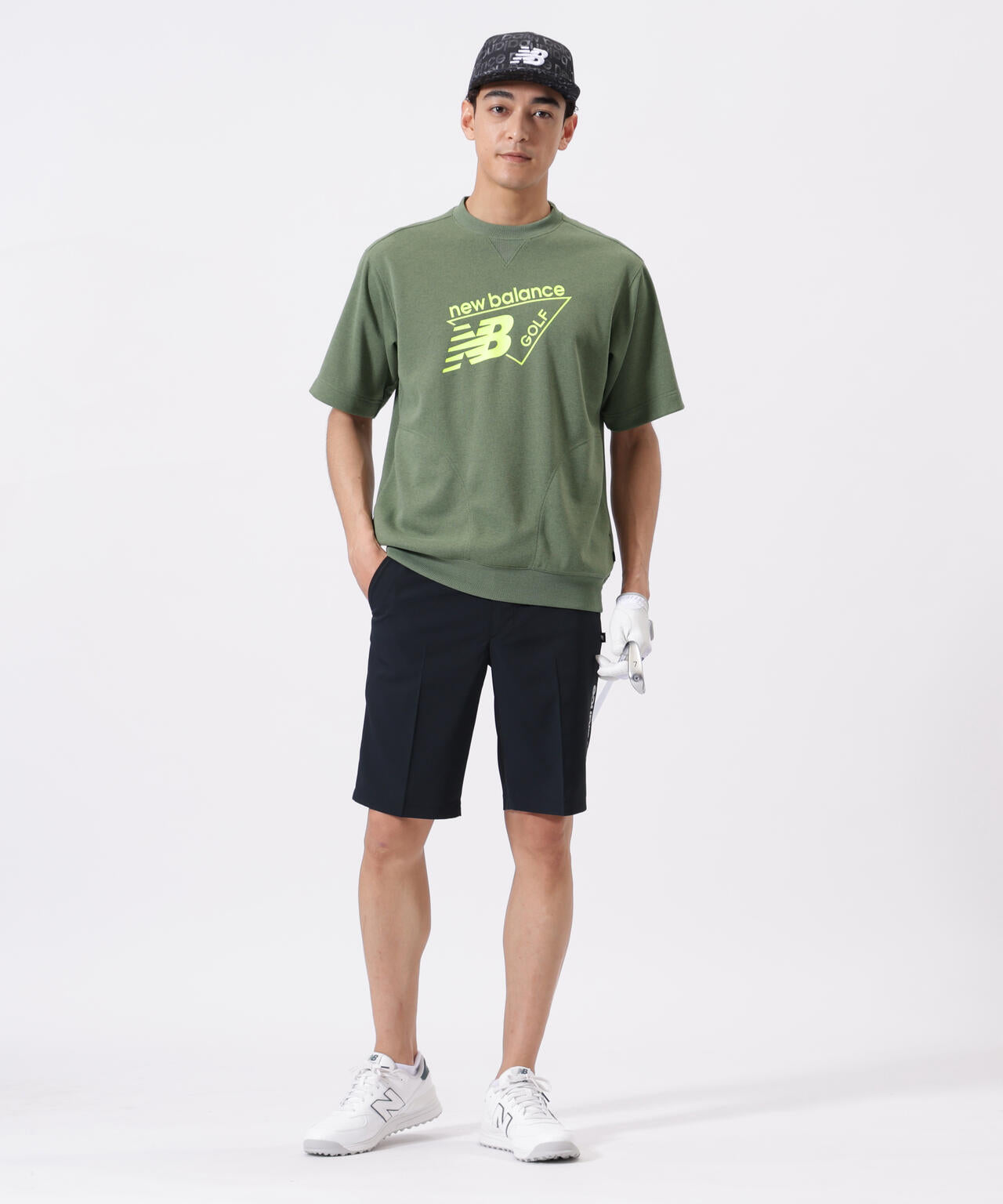 【美品‼️】ニューバランス　ゴルフ スウェット ハーフスリーブ クルーネック 緑 ハーフスリーブ スウェット クルーネック プルオーバー (MENS) | new
