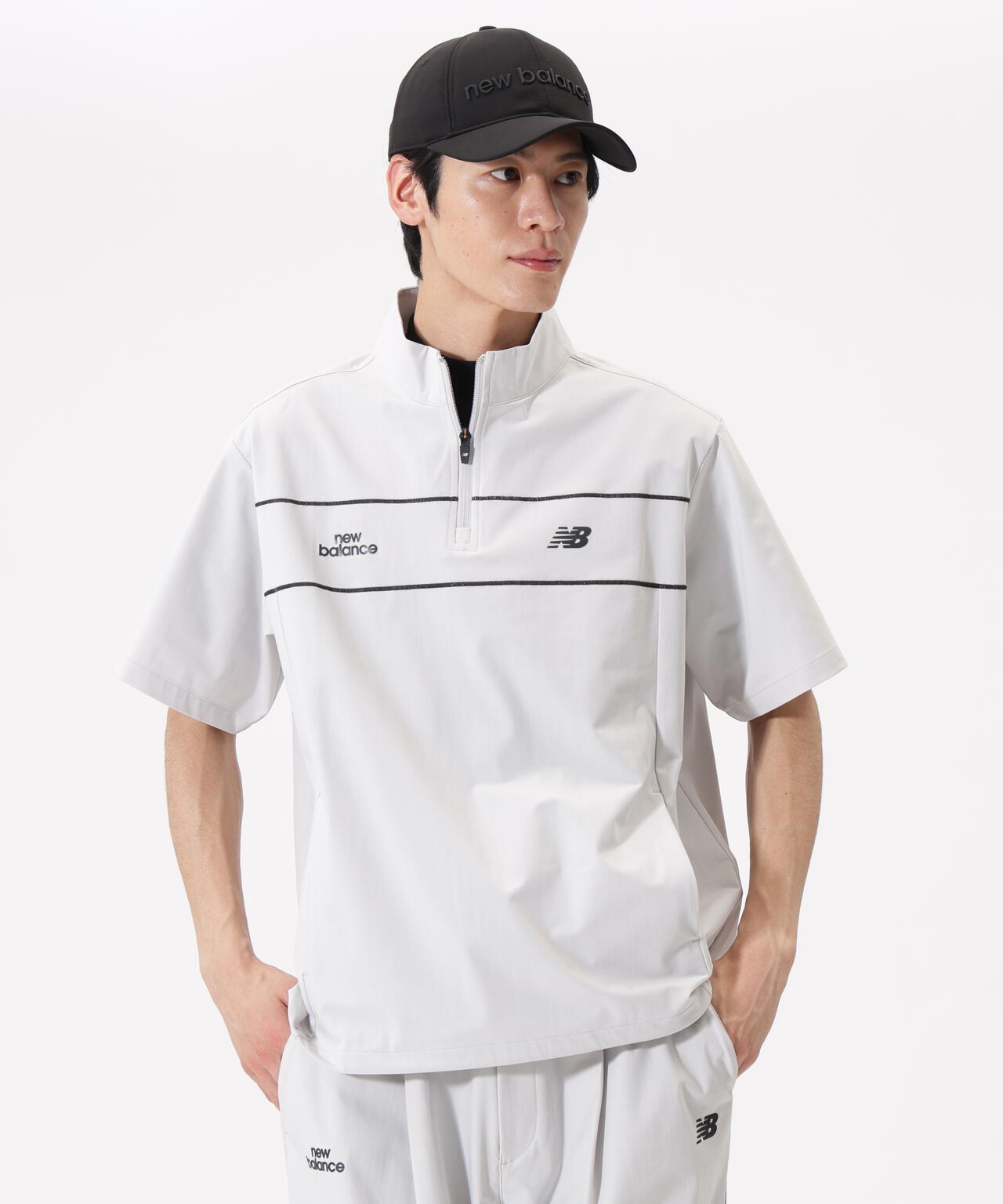 ハーフスリーブ スタンドジップ プルオーバー (MENS)