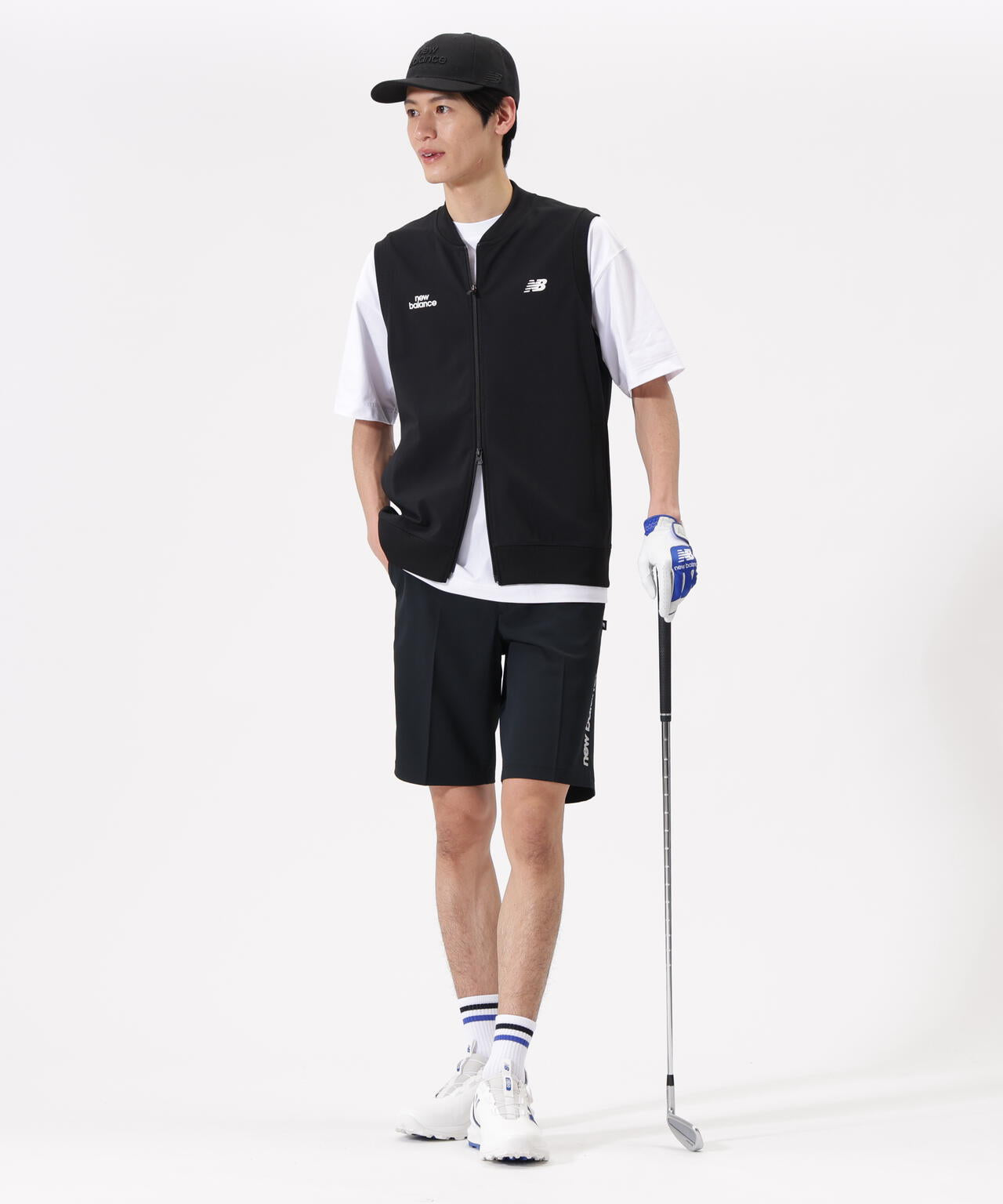 MNanew golfブラック フルジップベスト XS 直営店舗限定】スウェット フルジップ ベスト (MENS) | new balance