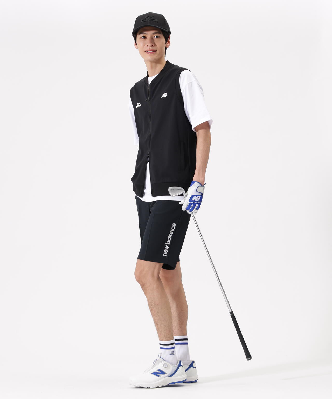 MNanew golfブラック フルジップベスト XS 直営店舗限定】スウェット フルジップ ベスト (MENS) | new balance