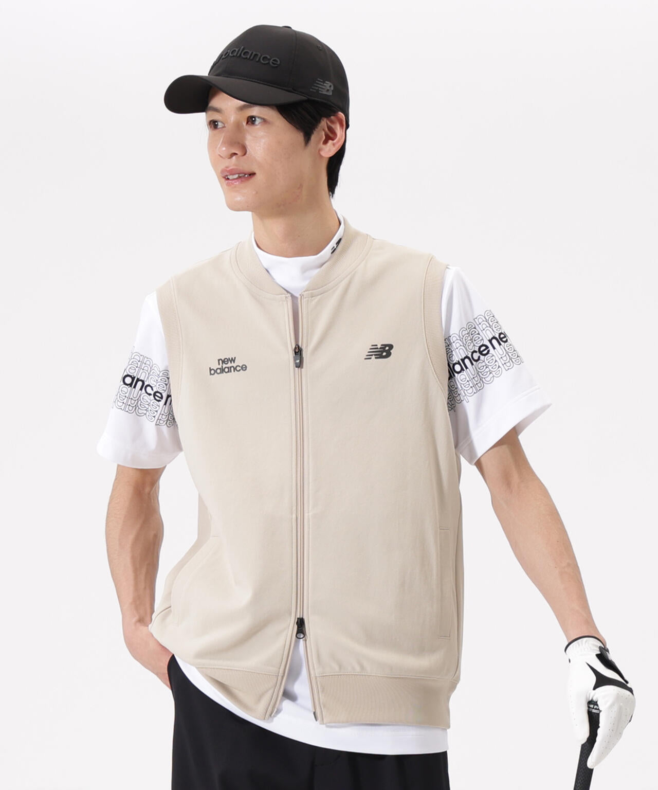 new 4 ベージュ系 中綿ジップベスト ニューバランス GOLF BALANCE NEW ベージュ サイズ1 ベスト ゴルフ balance レディースウェア