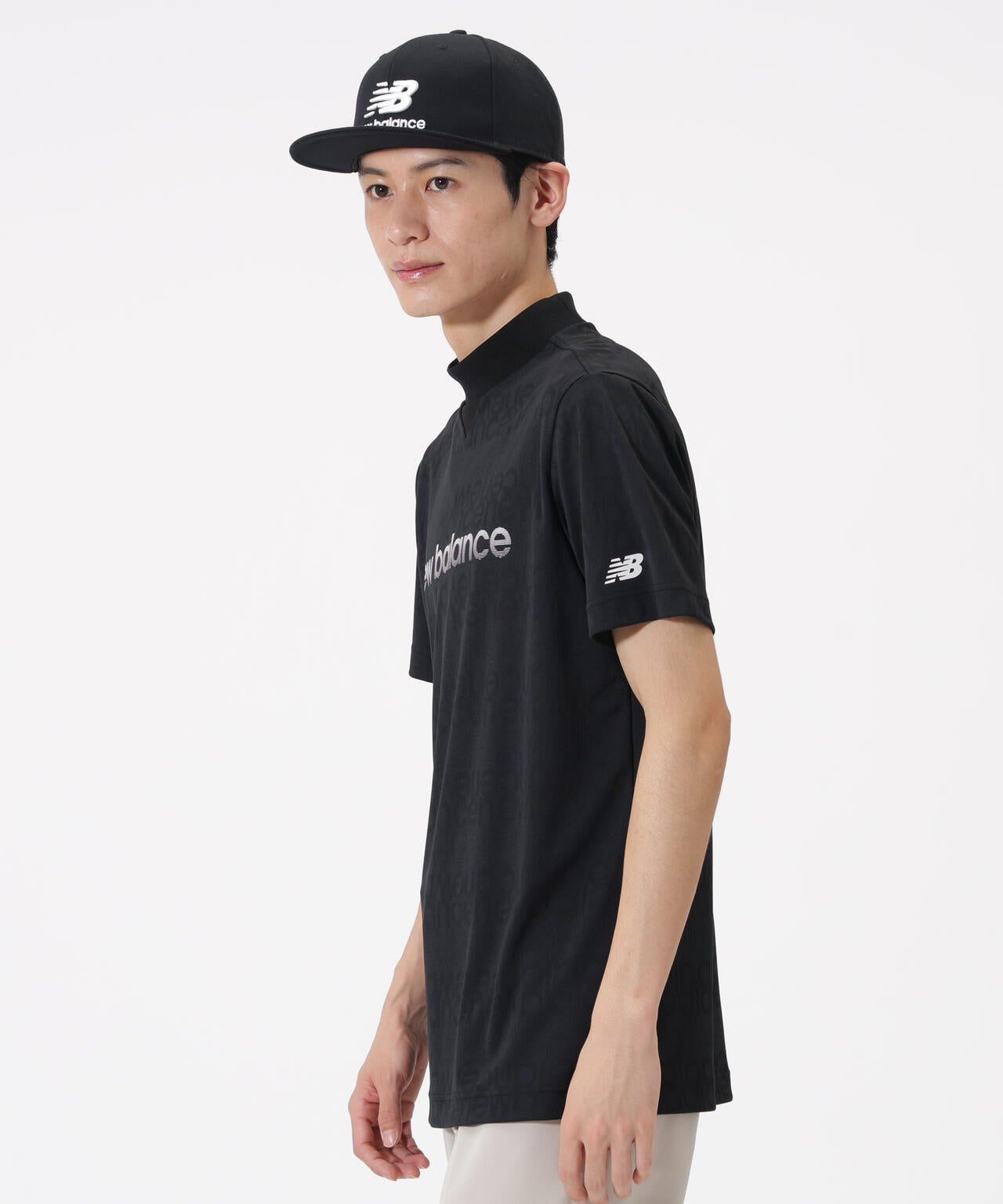 リフレクトロゴボーダー柄 ショートスリーブ モックネック プルオーバー (MENS)