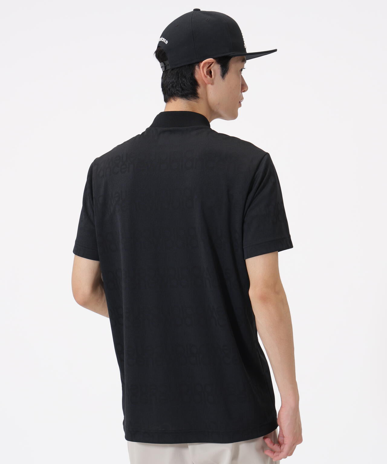 リフレクトロゴボーダー柄 ショートスリーブ モックネック プルオーバー (MENS)