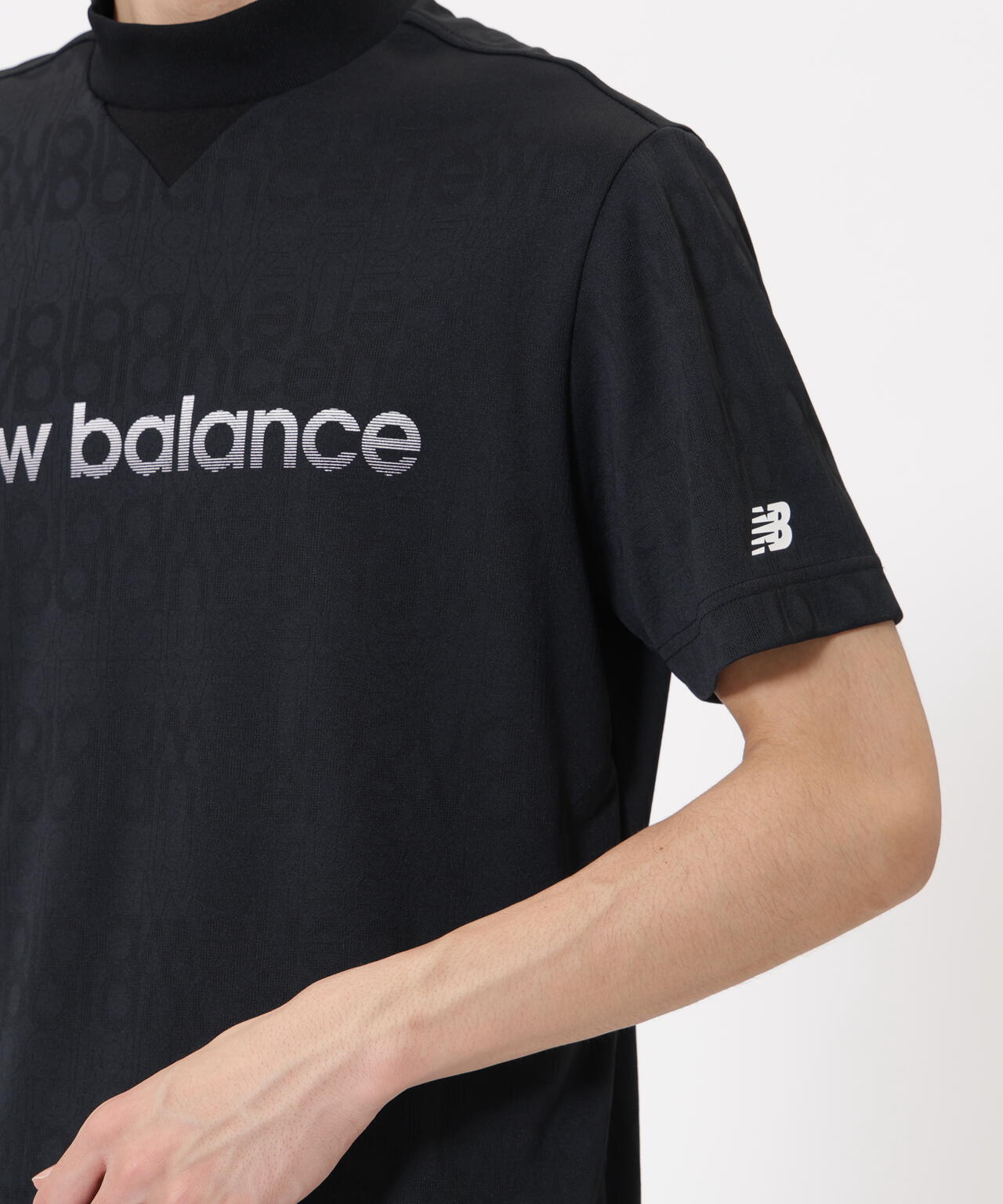 リフレクトロゴボーダー柄 ショートスリーブ モックネック プルオーバー (MENS)