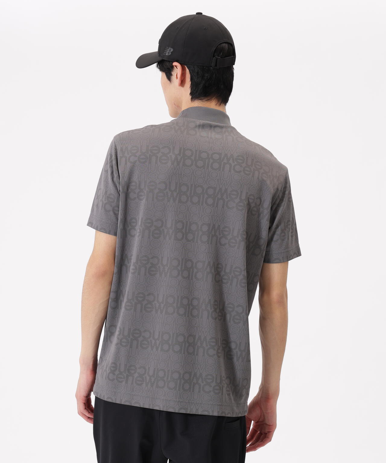 リフレクトロゴボーダー柄 ショートスリーブ モックネック プルオーバー (MENS)