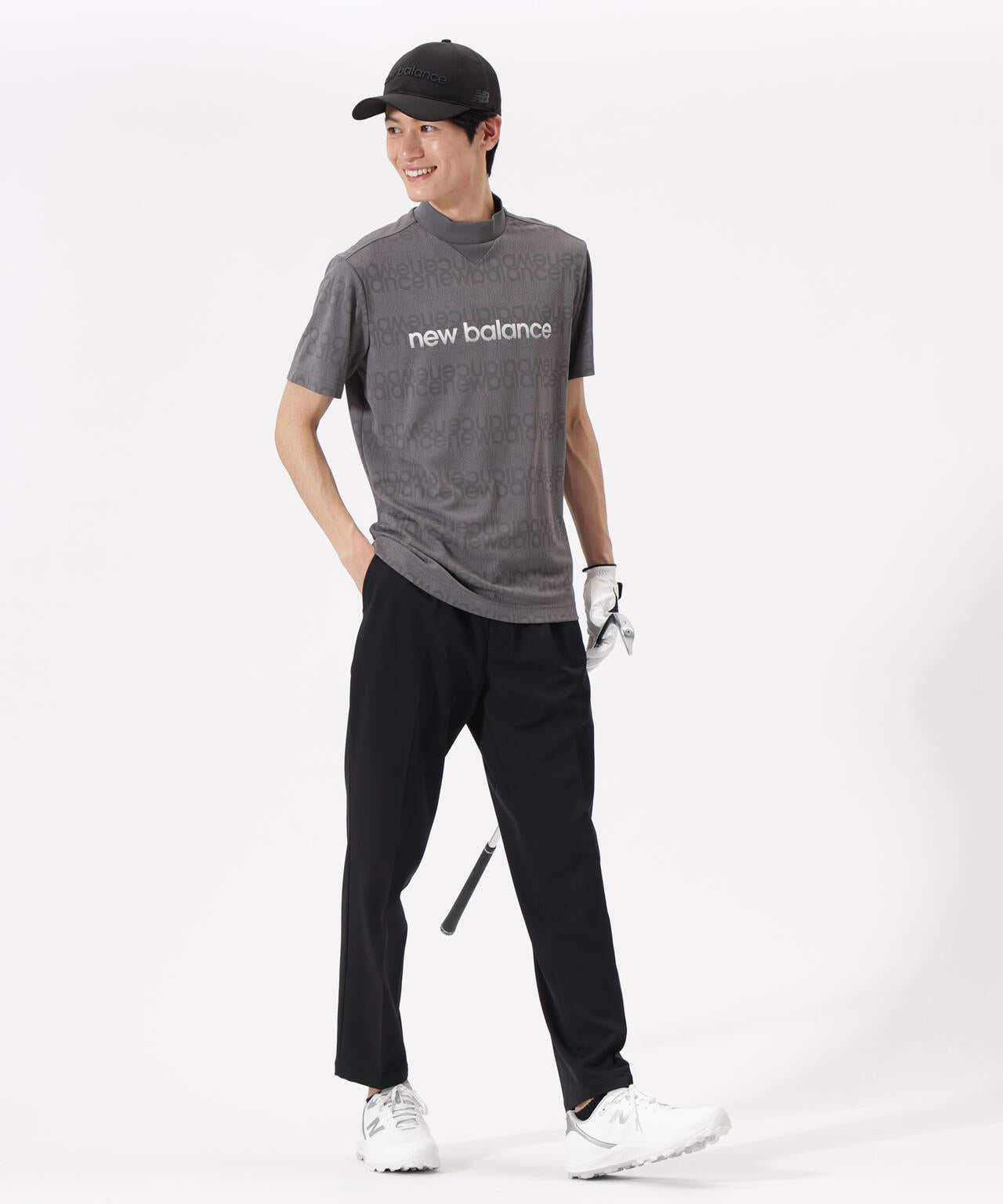 リフレクトロゴボーダー柄 ショートスリーブ モックネック プルオーバー (MENS)