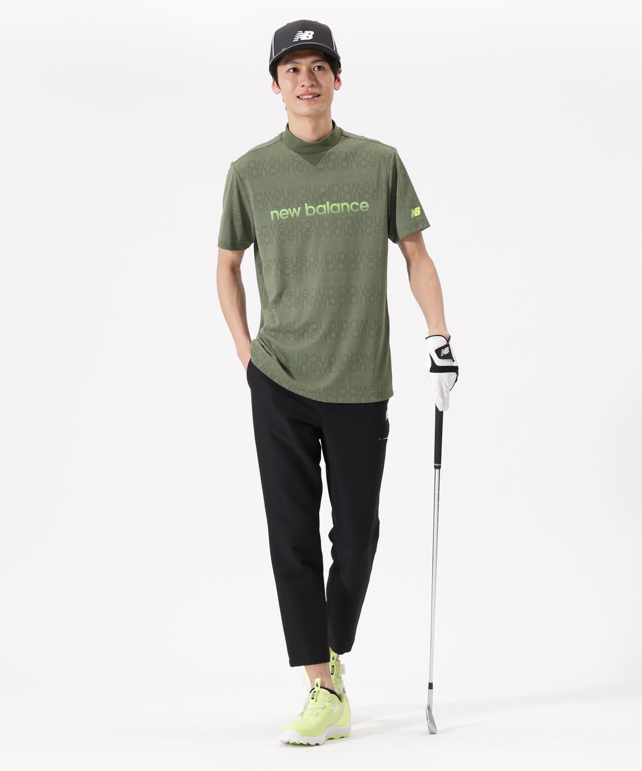 リフレクトロゴボーダー柄 ショートスリーブ モックネック プルオーバー (MENS)