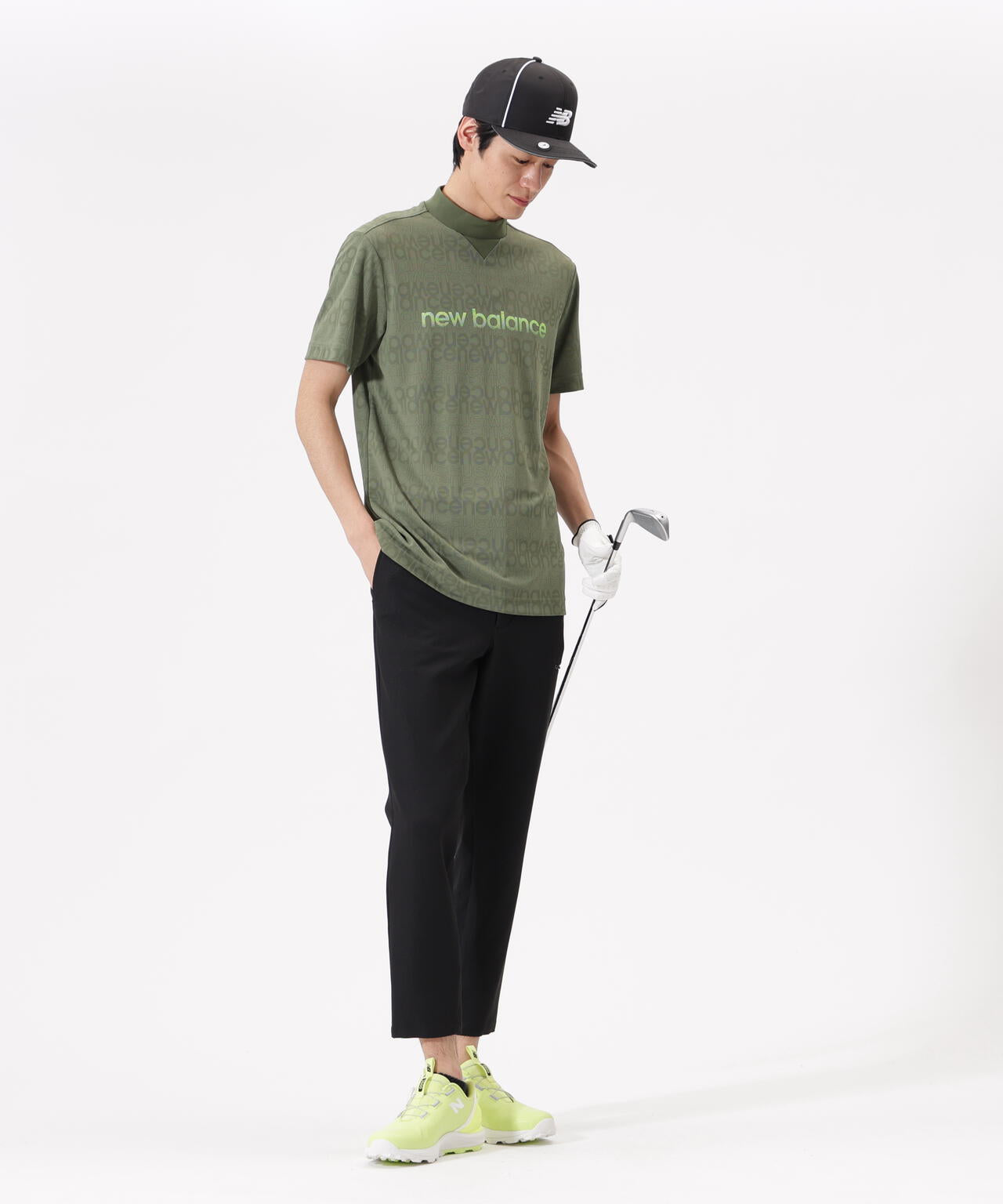 リフレクトロゴボーダー柄 ショートスリーブ モックネック プルオーバー (MENS)