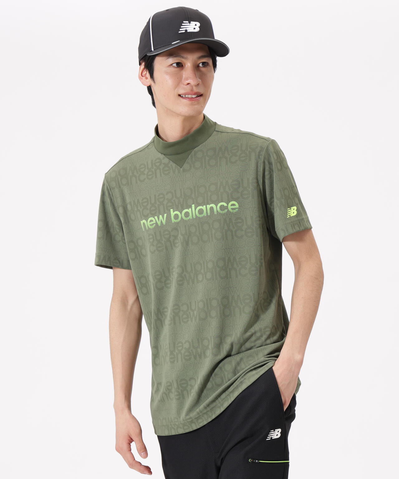 リフレクトロゴボーダー柄 ショートスリーブ モックネック プルオーバー (MENS)