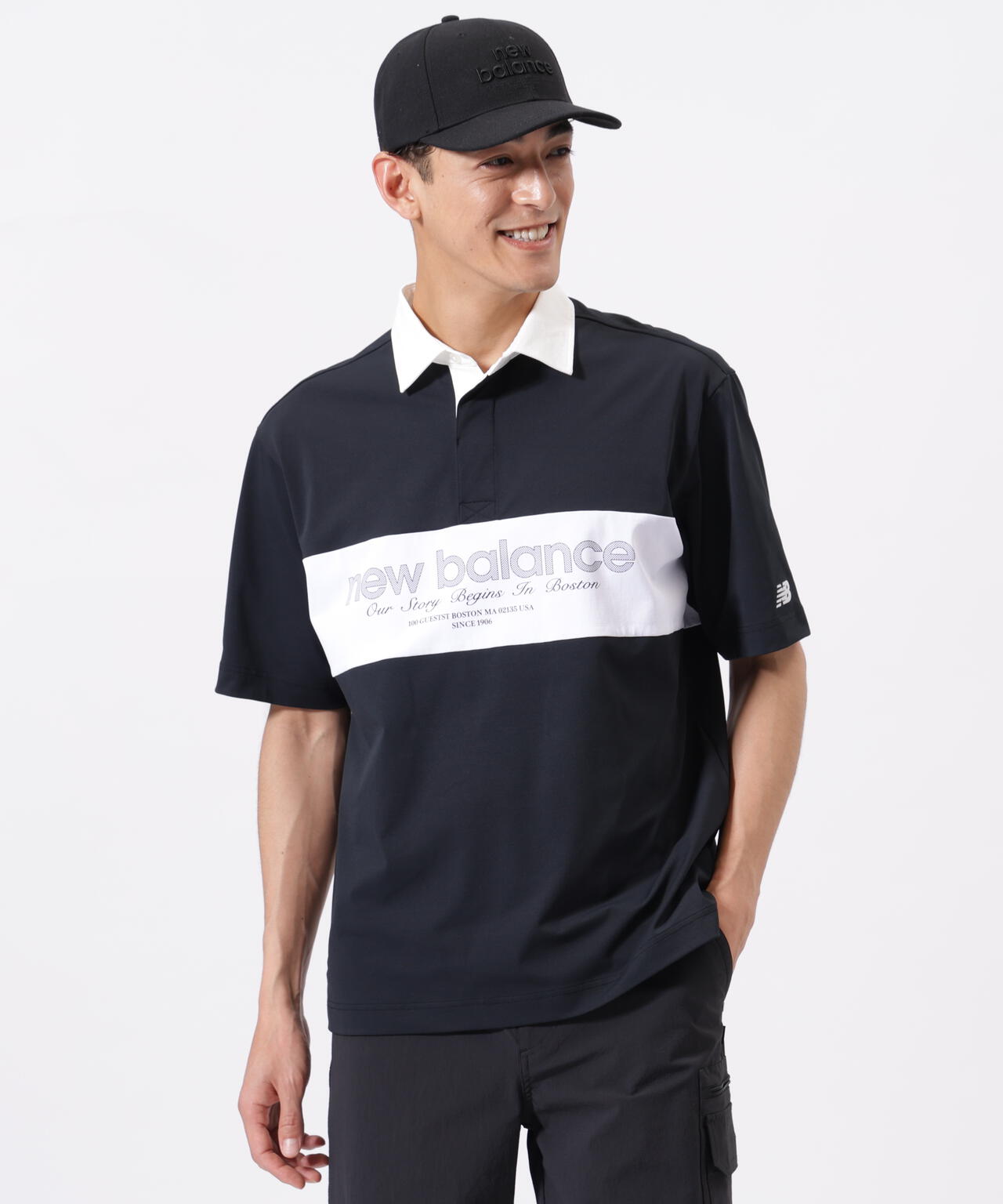 接触冷感 ハーフスリーブ ラガーシャツ (MENS)