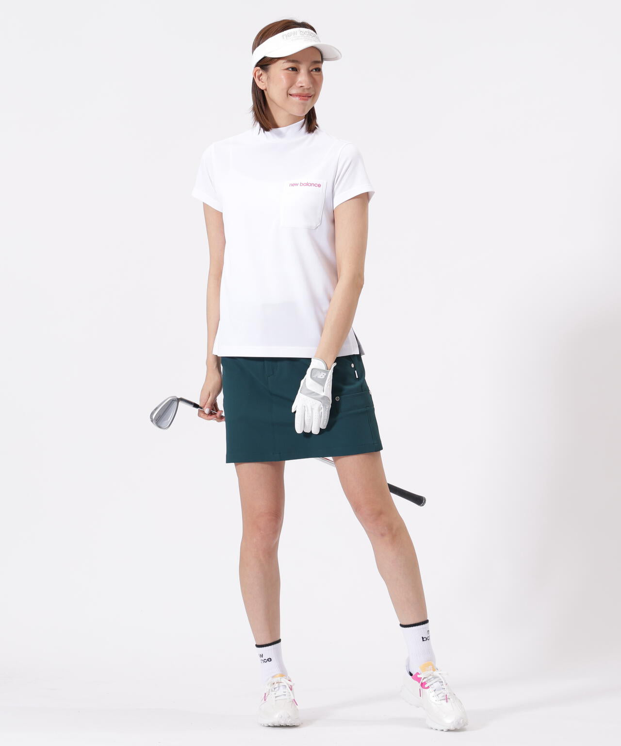 美品⭐︎ L〜XL NO GOLF CLUBHAUS モックネック 半袖 白 半袖 モックネック プルオーバー (WOMENS) | new balance golf