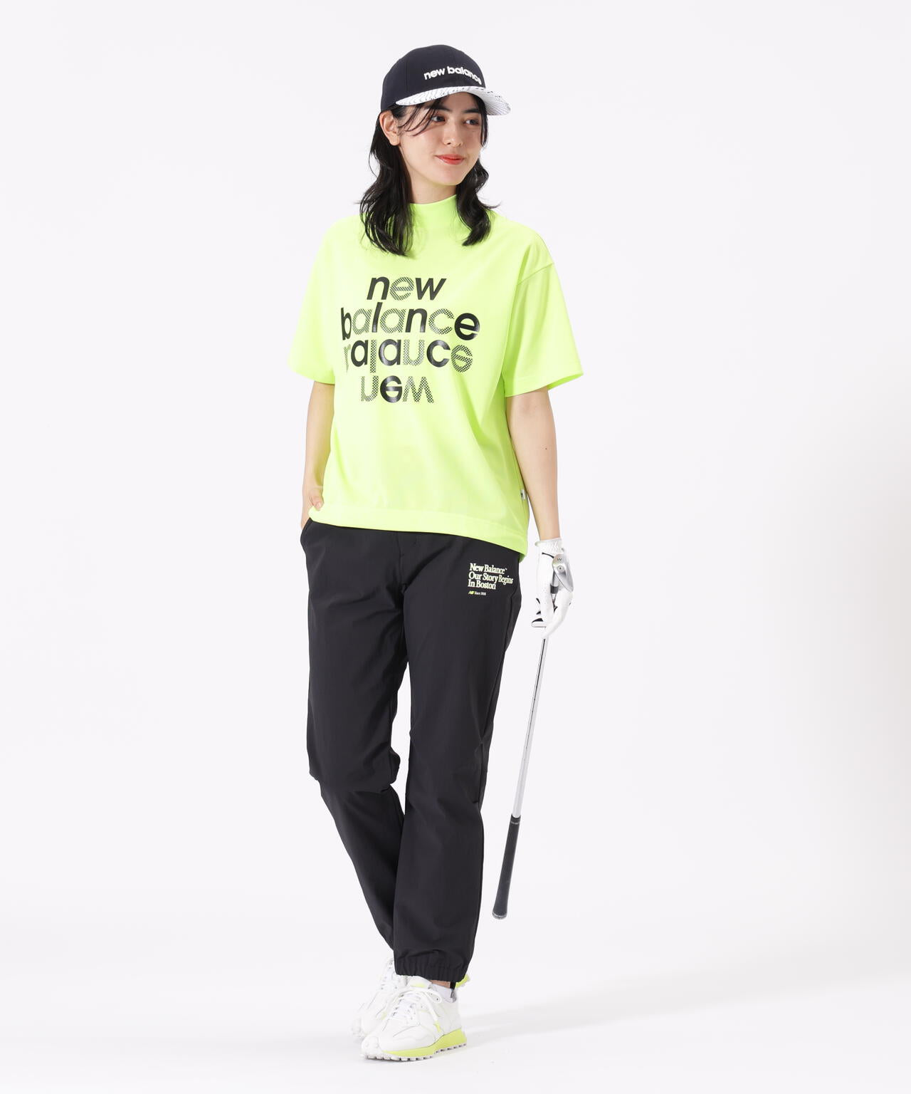 新作 ニューバランスゴルフ セットアップ グリーン モックネック ハーフパンツ ハーフスリーブ モックネック プルオーバー (WOMENS) | new balance