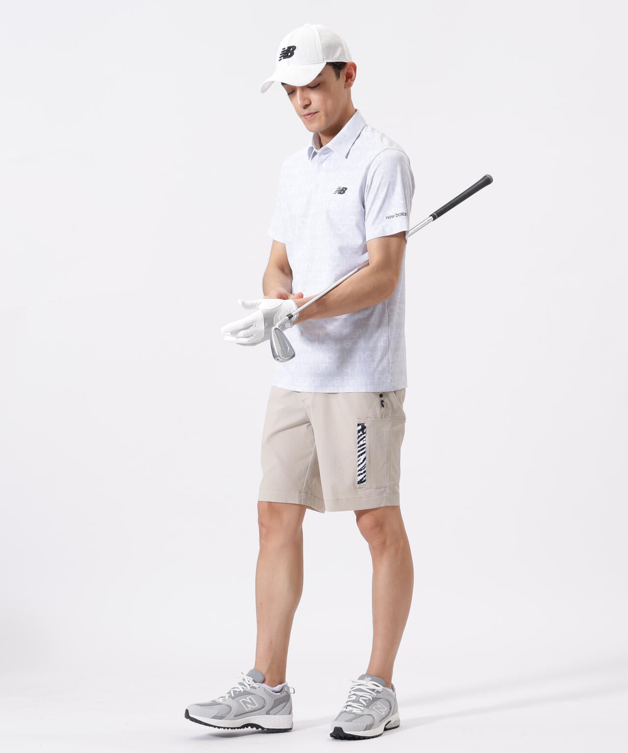 グラデーションボーダーロゴ柄 半袖 カラーシャツ (MENS)