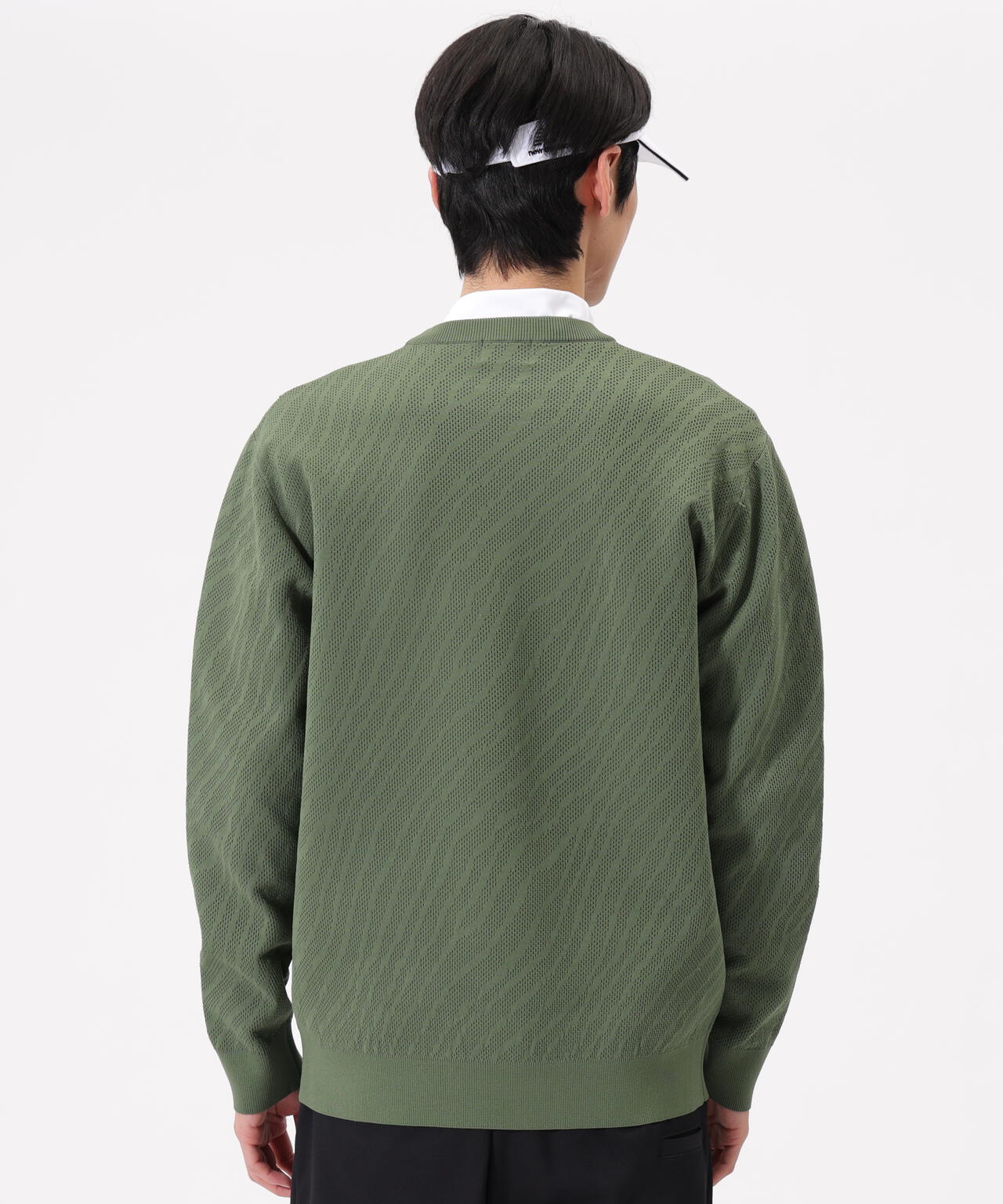 トーナルゼブラ柄 メッシュ ニット プルオーバー (MENS)