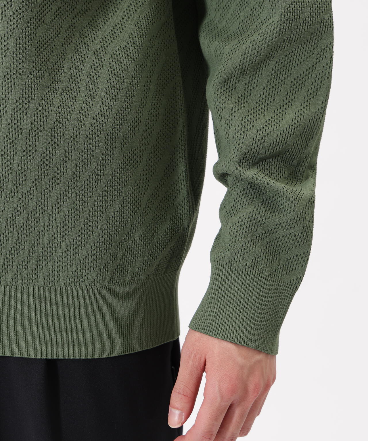 トーナルゼブラ柄 メッシュ ニット プルオーバー (MENS)