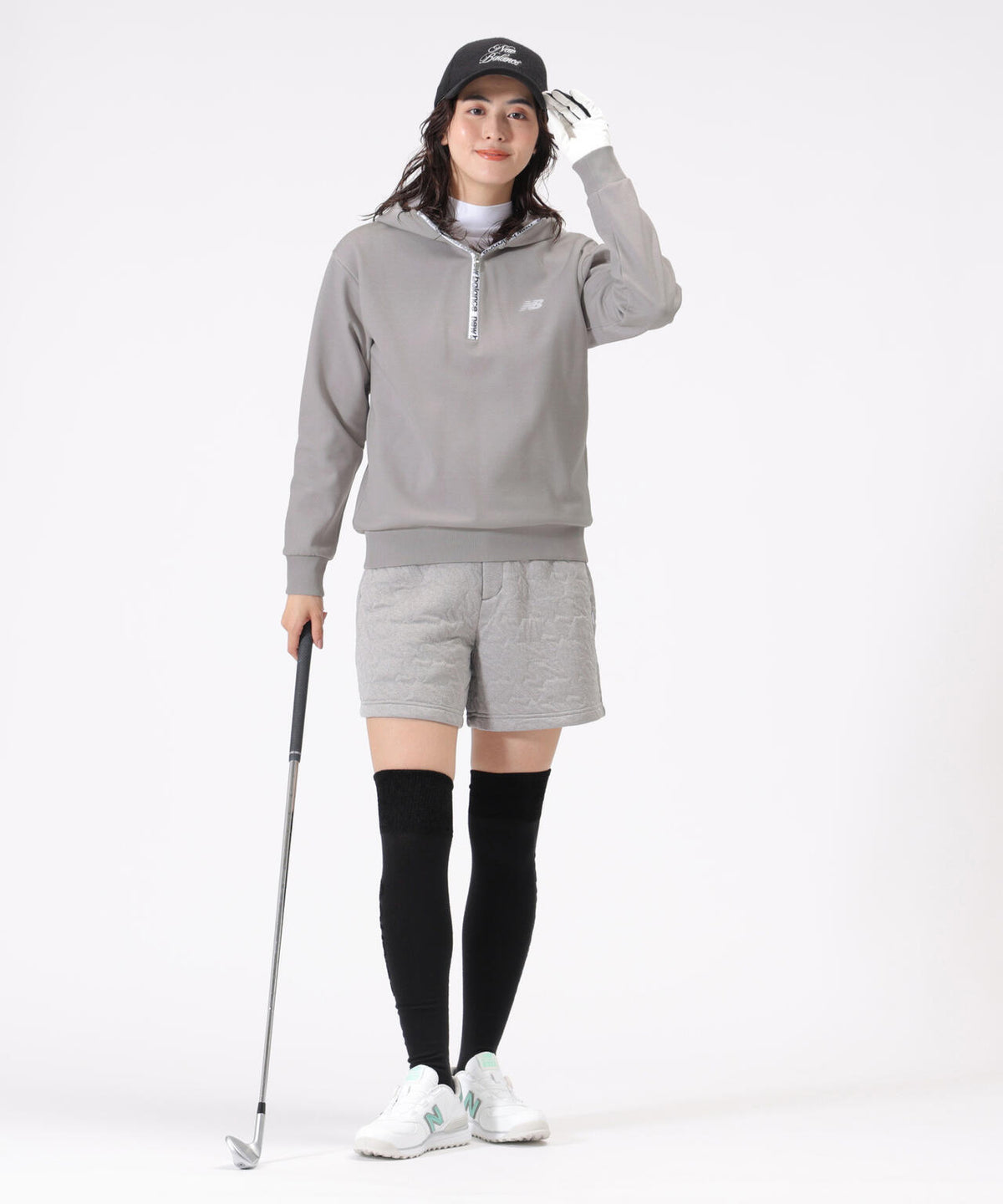 防風 ストレッチ スウェット ハーフジップ プルオーバー フーディー (WOMENS)