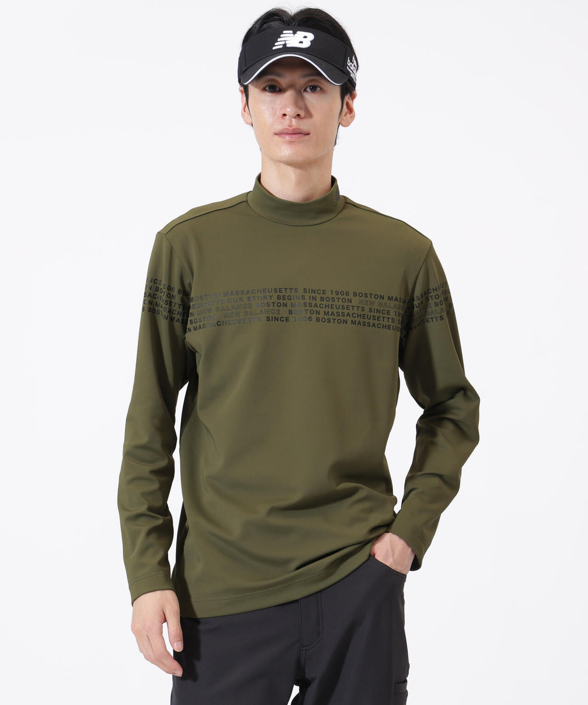 光吸収発熱 長袖 モックネック プルオーバー (MENS)