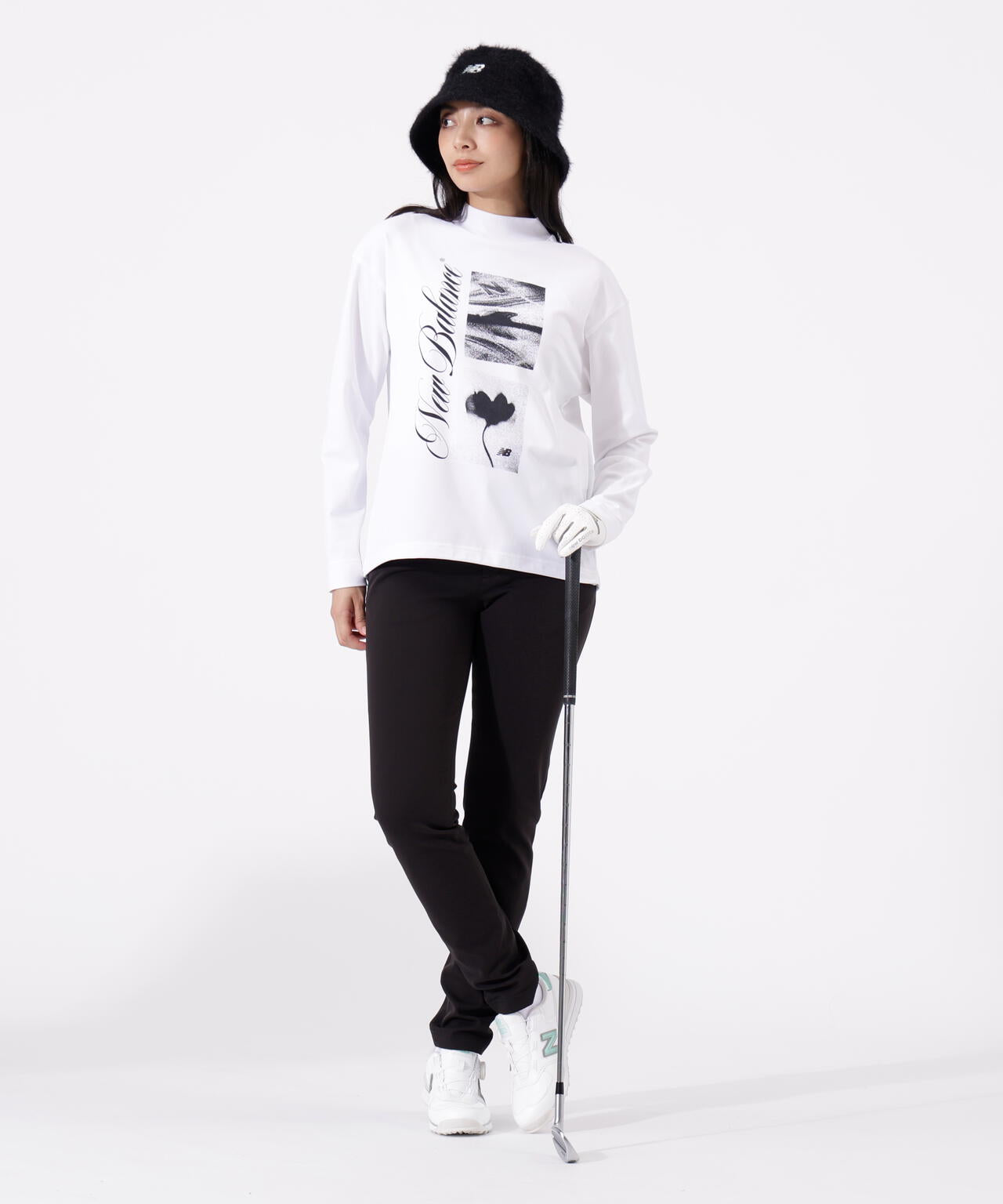 ロゴ×フラワー UV 長袖 モックネック プルオーバー (WOMENS)