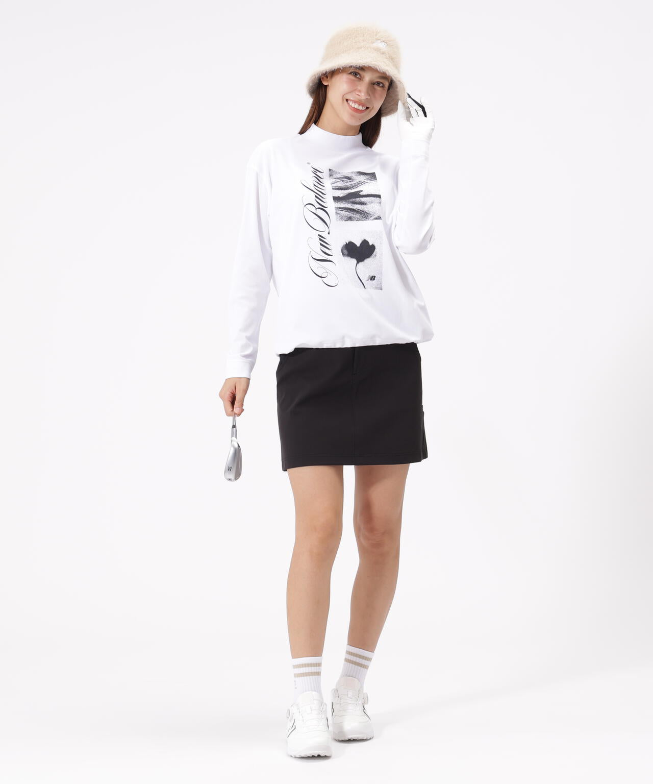 ロゴ×フラワー UV 長袖 モックネック プルオーバー (WOMENS)