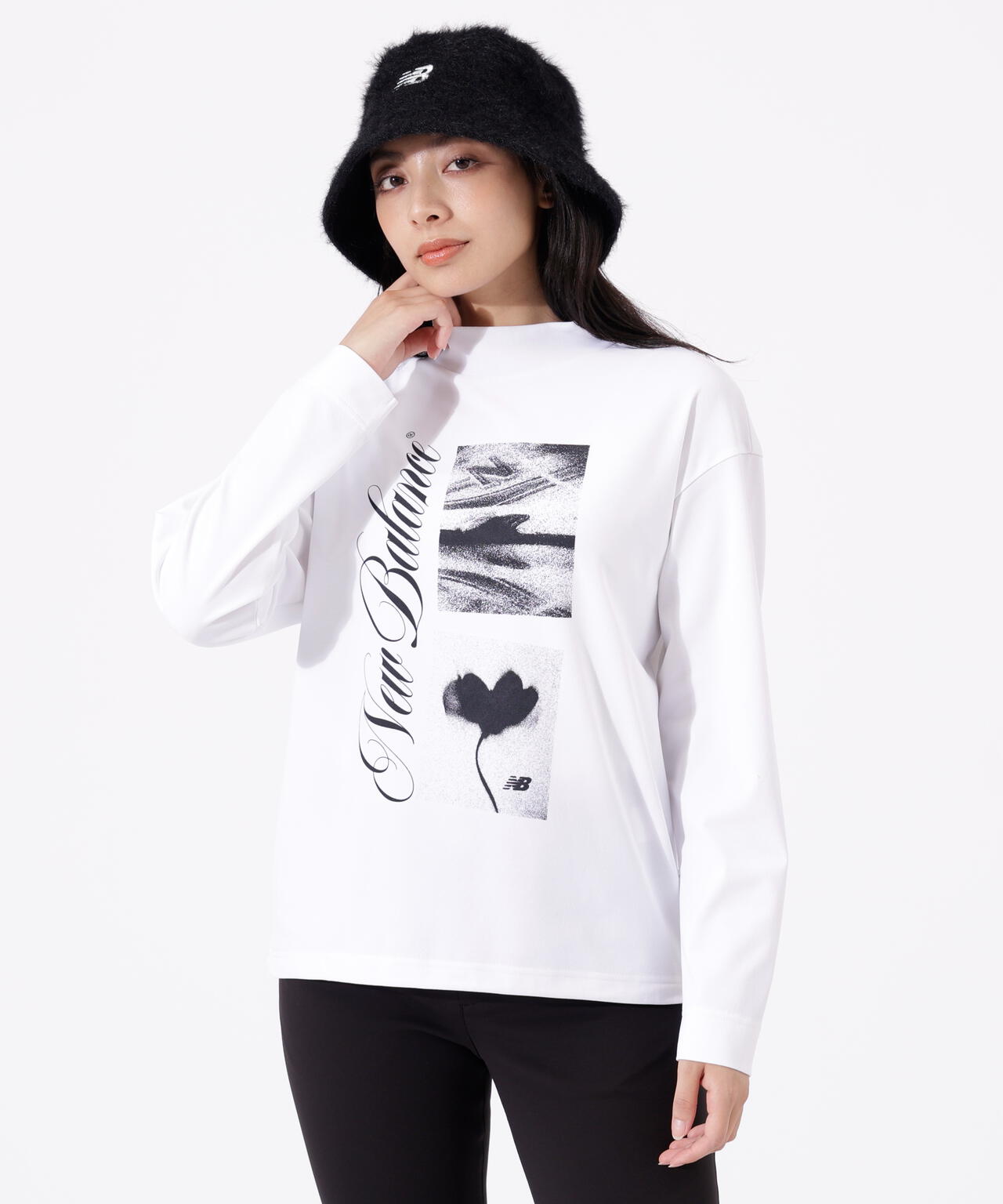 ロゴ×フラワー UV 長袖 モックネック プルオーバー (WOMENS)