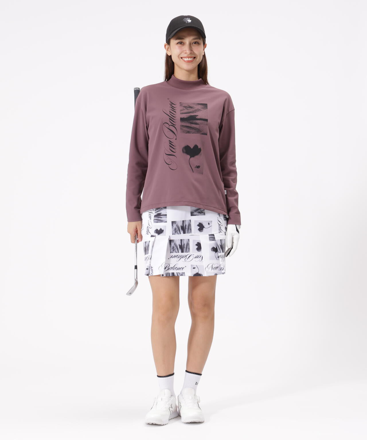 ロゴ×フラワー UV 長袖 モックネック プルオーバー (WOMENS)