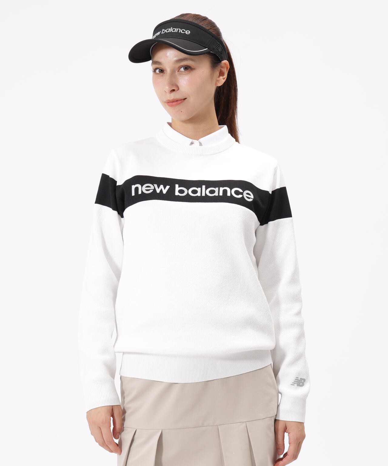 ラメロゴ クルーネック ニット プルオーバー (WOMENS)