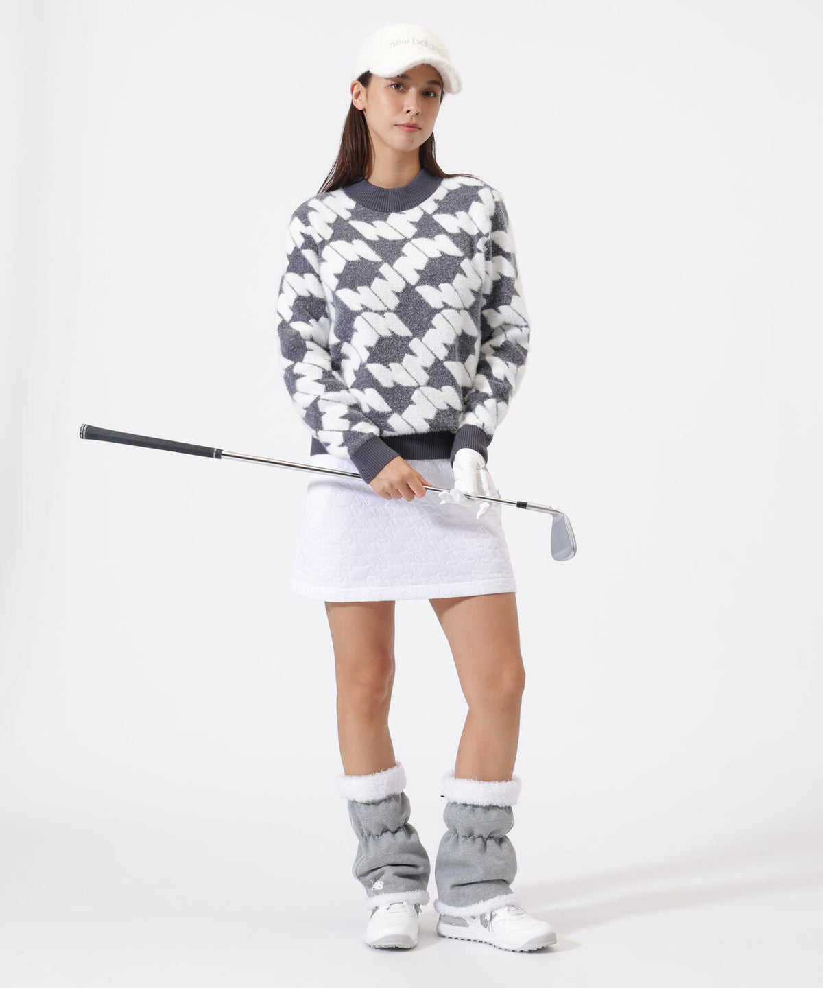 Nサークル柄 モックネック ニット プルオーバー (WOMENS)