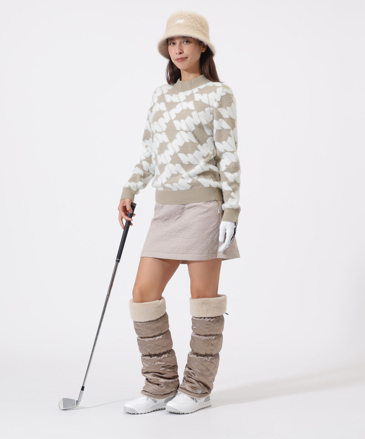 Nサークル柄 モックネック ニット プルオーバー (WOMENS)