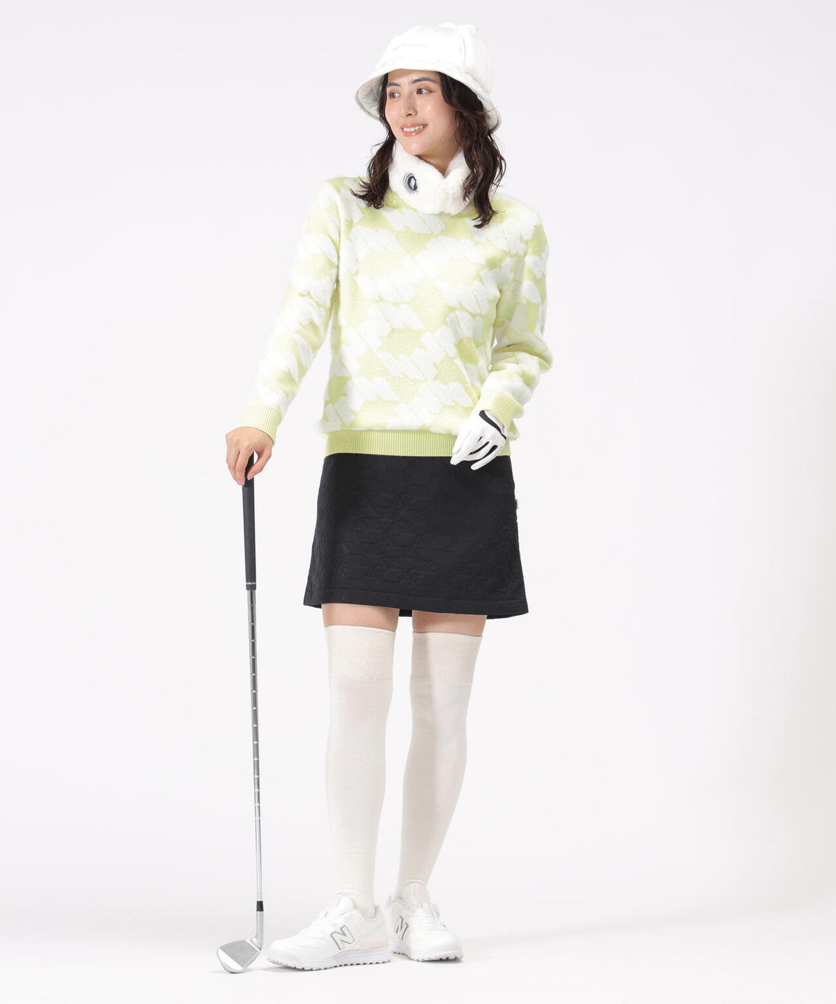 Nサークル柄 モックネック ニット プルオーバー (WOMENS)